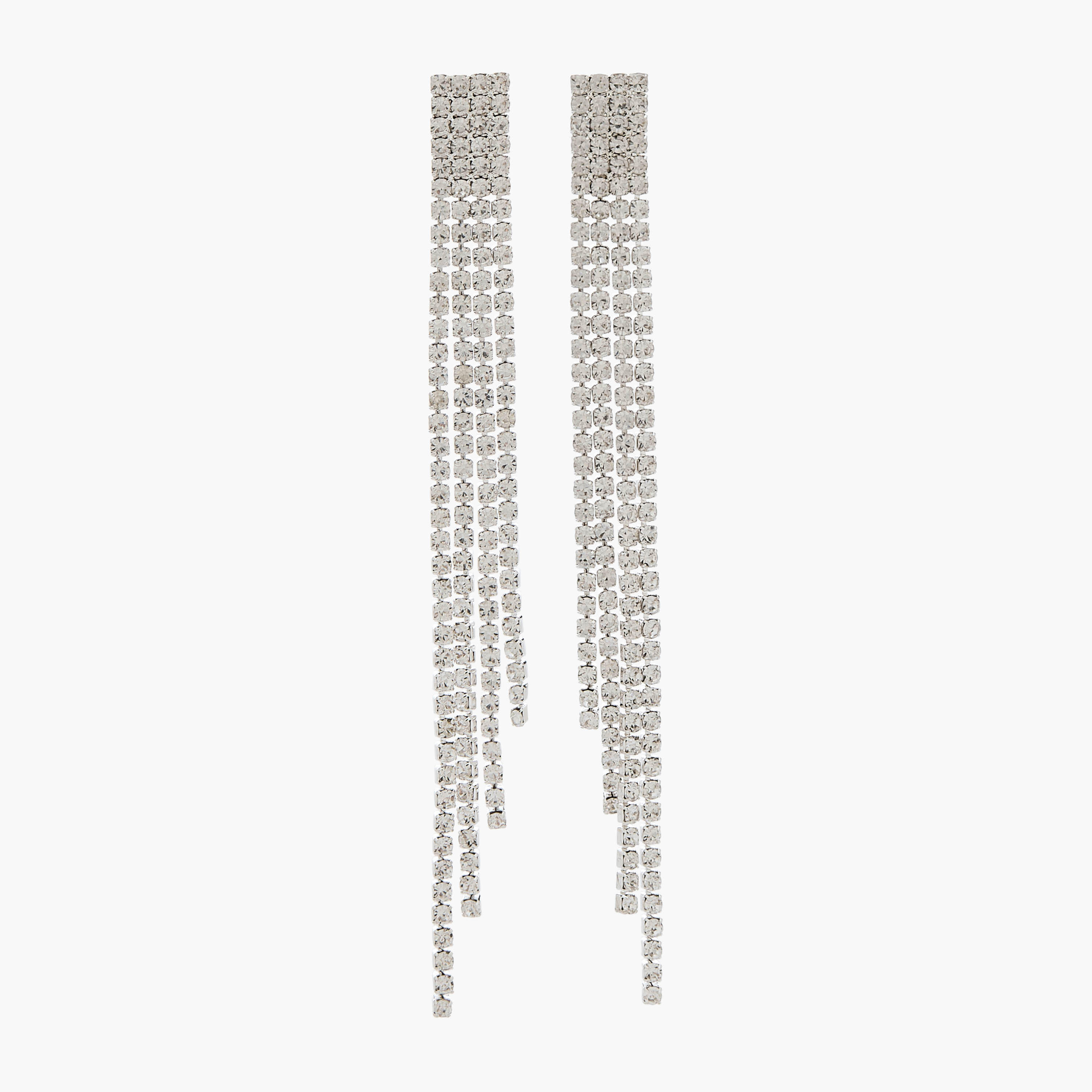 حلق مزين بلون فضي وشراشيب ومكبس إغلاق خلفي من جلو-women-watchesandjewellery-jewellery-earrings-image-1