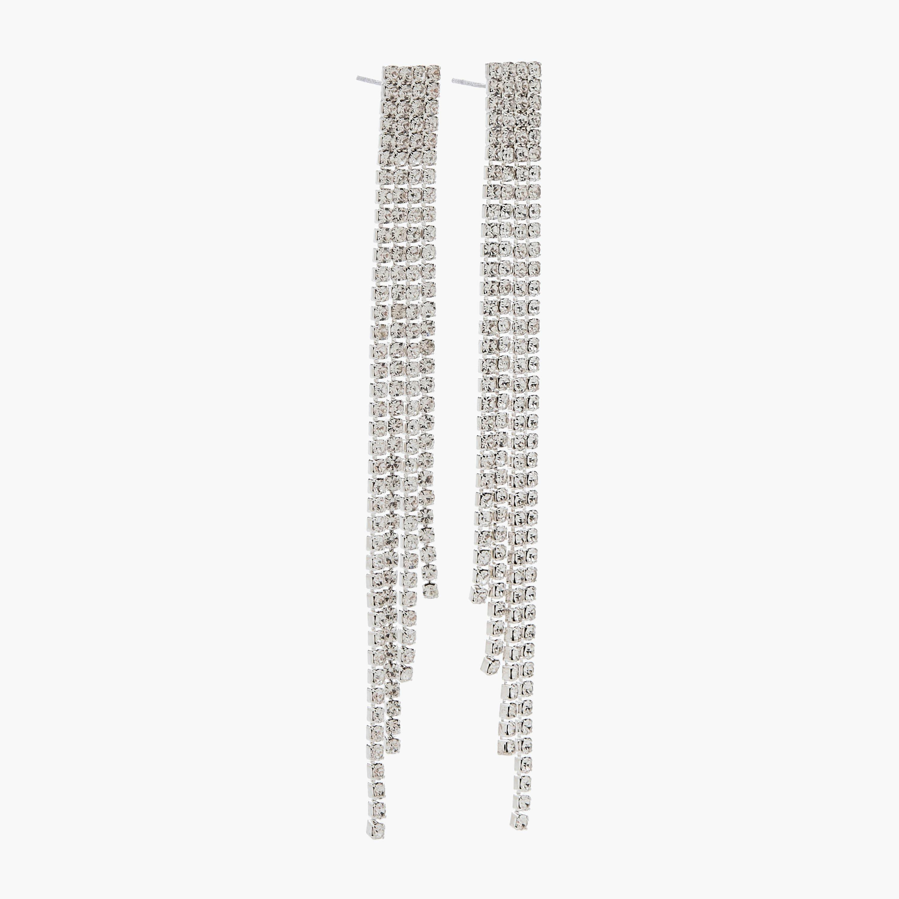 حلق مزين بلون فضي وشراشيب ومكبس إغلاق خلفي من جلو-women-watchesandjewellery-jewellery-earrings-image-2