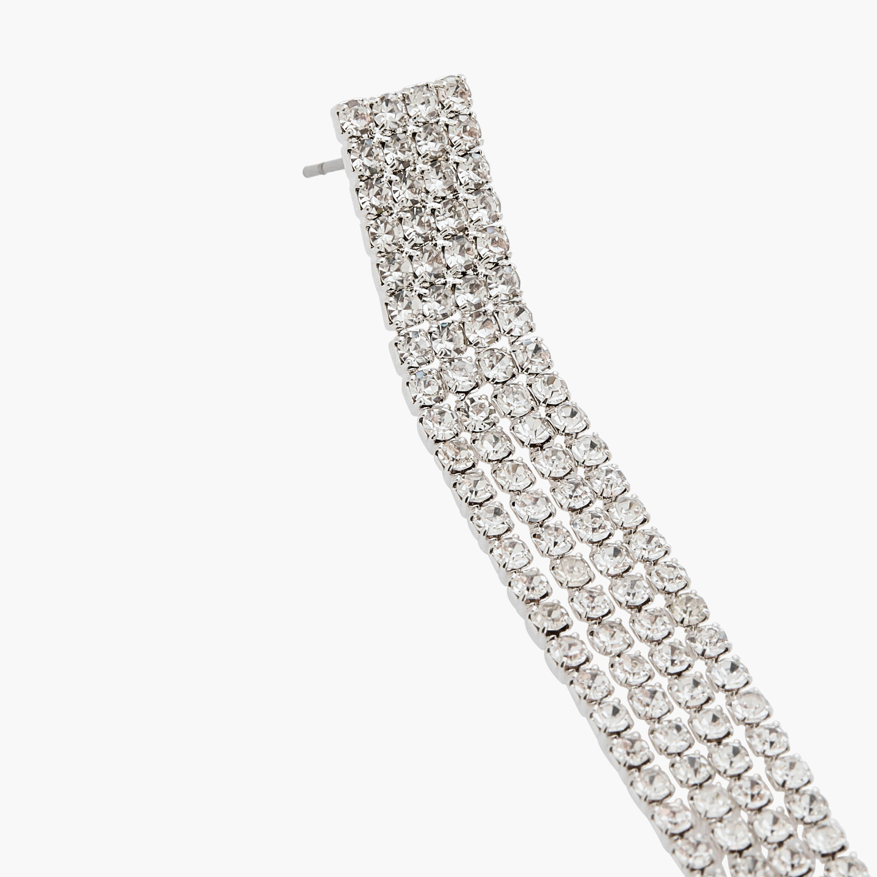 حلق مزين بلون فضي وشراشيب ومكبس إغلاق خلفي من جلو-women-watchesandjewellery-jewellery-earrings-image-3