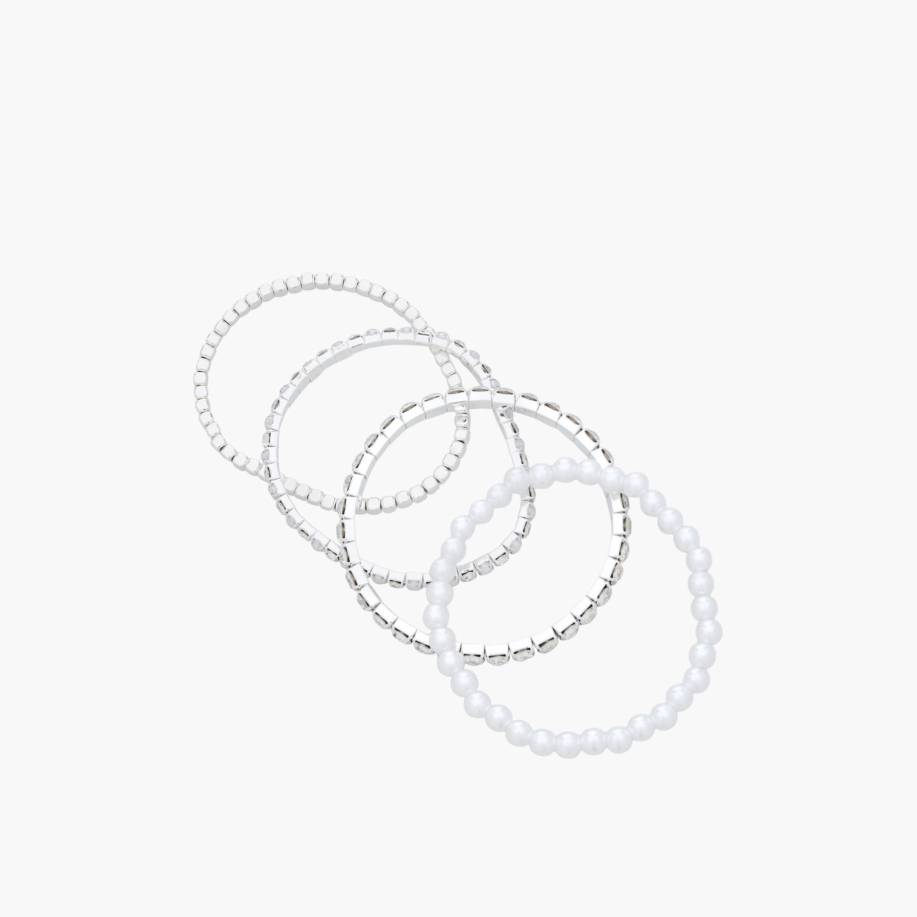 أساور مزينة بلون فضي - عبوة 4 قطع-women-watchesandjewellery-jewellery-banglesandbracelets-image-10