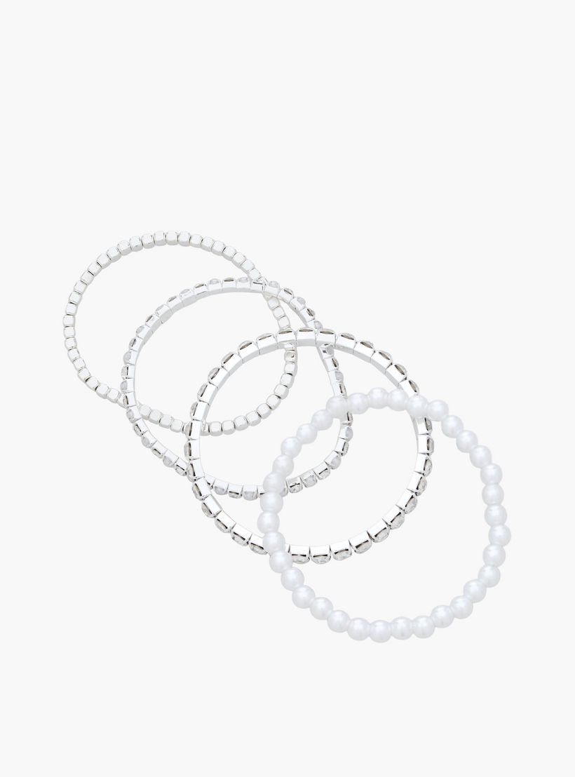 أساور مزينة بلون فضي - عبوة 4 قطع-women-watchesandjewellery-jewellery-banglesandbracelets-image-10