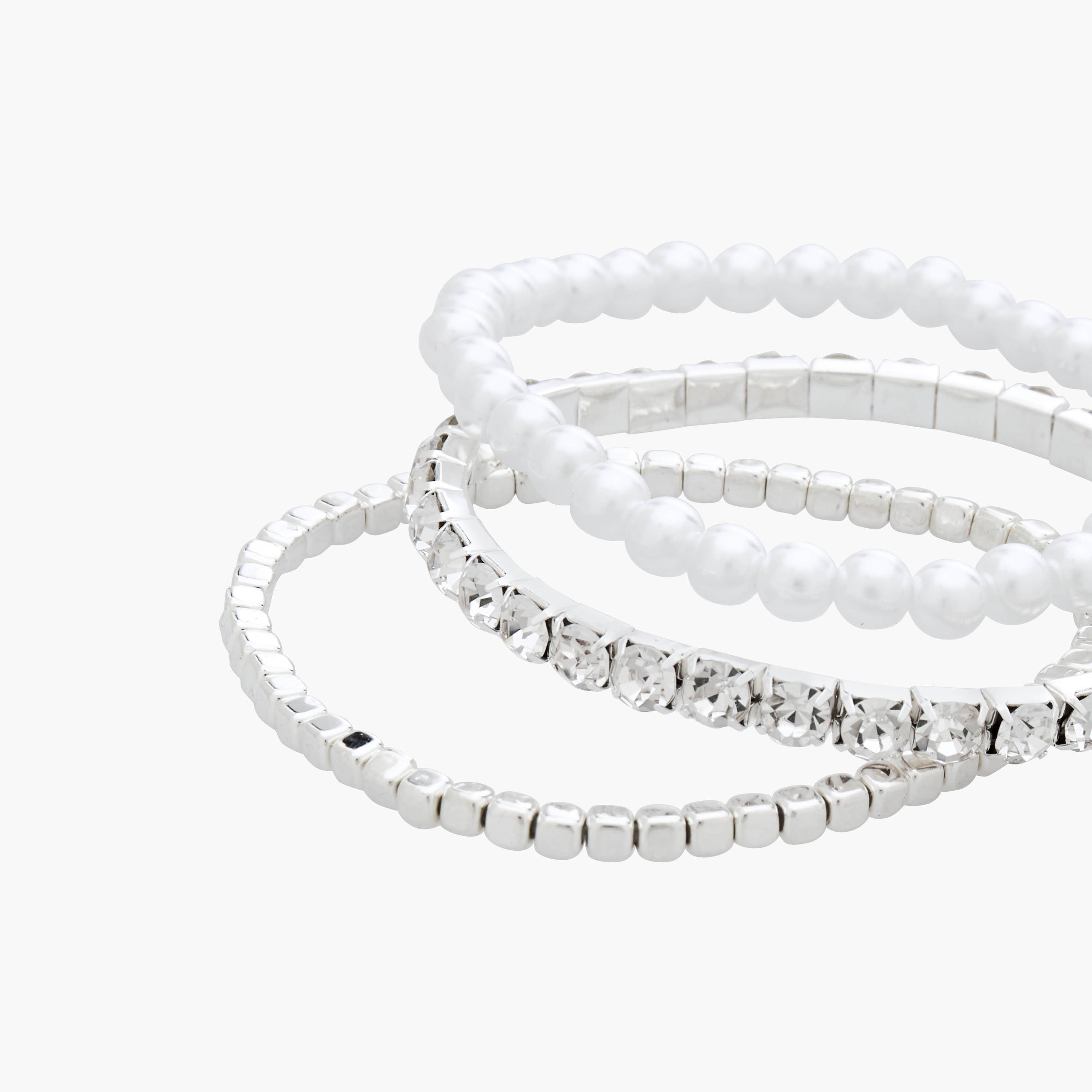 أساور مزينة بلون فضي - عبوة 4 قطع-women-watchesandjewellery-jewellery-banglesandbracelets-image-11