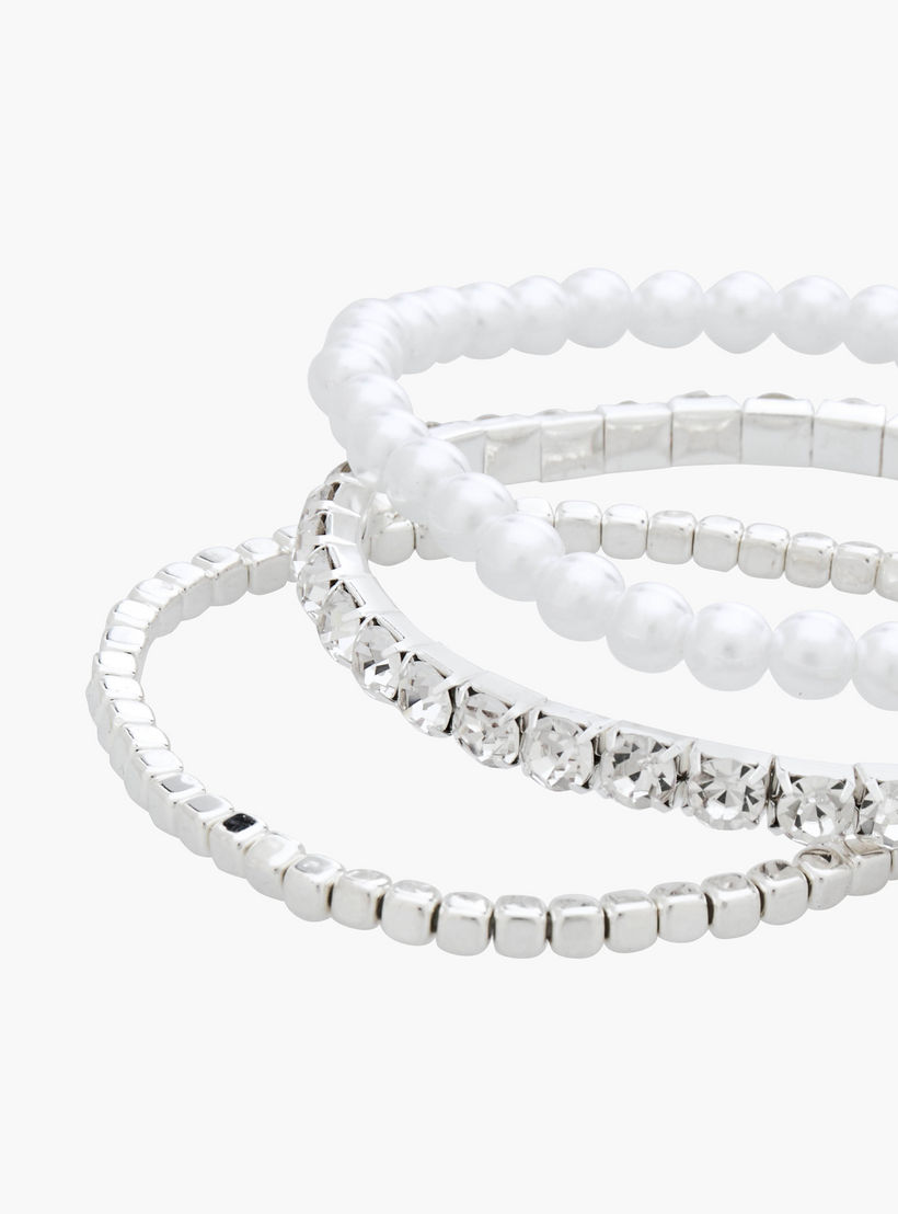 أساور مزينة بلون فضي - عبوة 4 قطع-women-watchesandjewellery-jewellery-banglesandbracelets-image-11