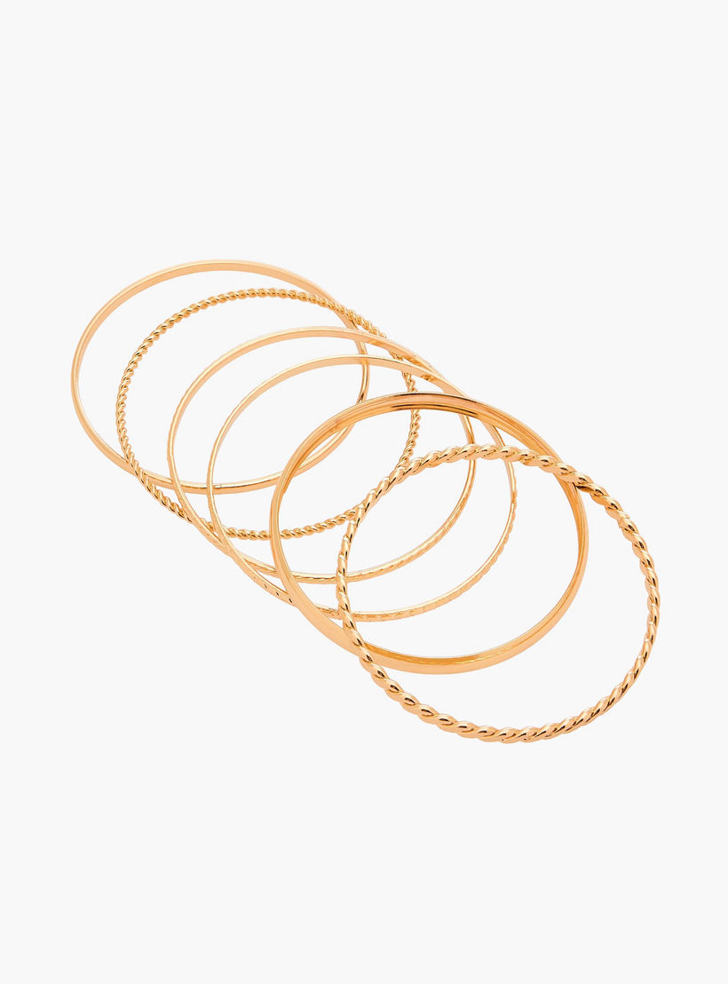 أساور متنوعة بلون ذهبي من جلو - عبوة 6 قطع-women-watchesandjewellery-jewellery-banglesandbracelets-image-8
