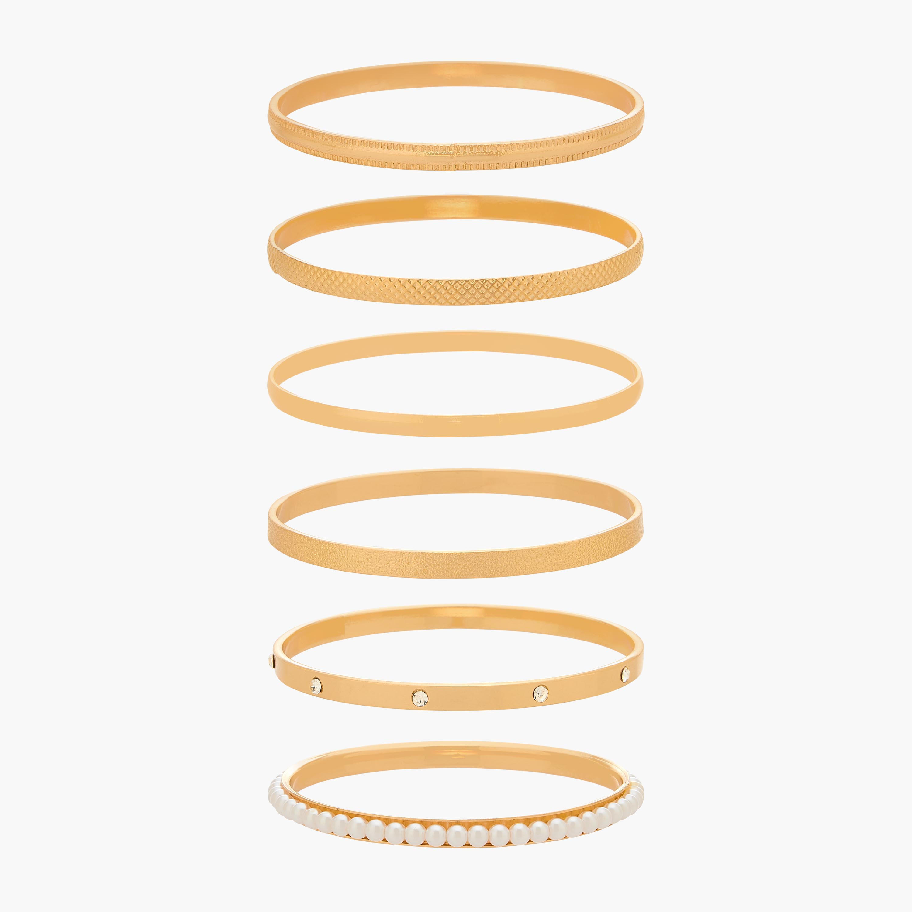 أساور ميتاليك بارزة الملمس من جلو - عبوة 6 قطع-women-watchesandjewellery-jewellery-banglesandbracelets-image-1