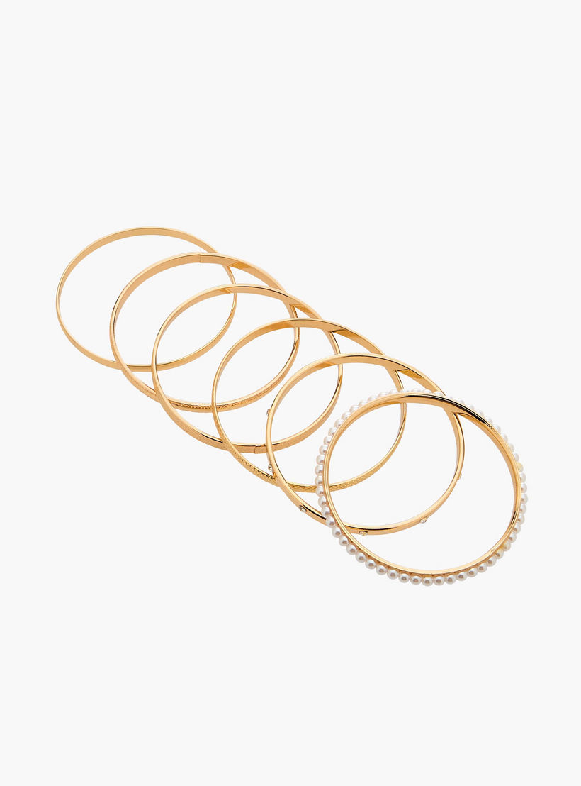 أساور ميتاليك بارزة الملمس من جلو - عبوة 6 قطع-women-watchesandjewellery-jewellery-banglesandbracelets-image-8
