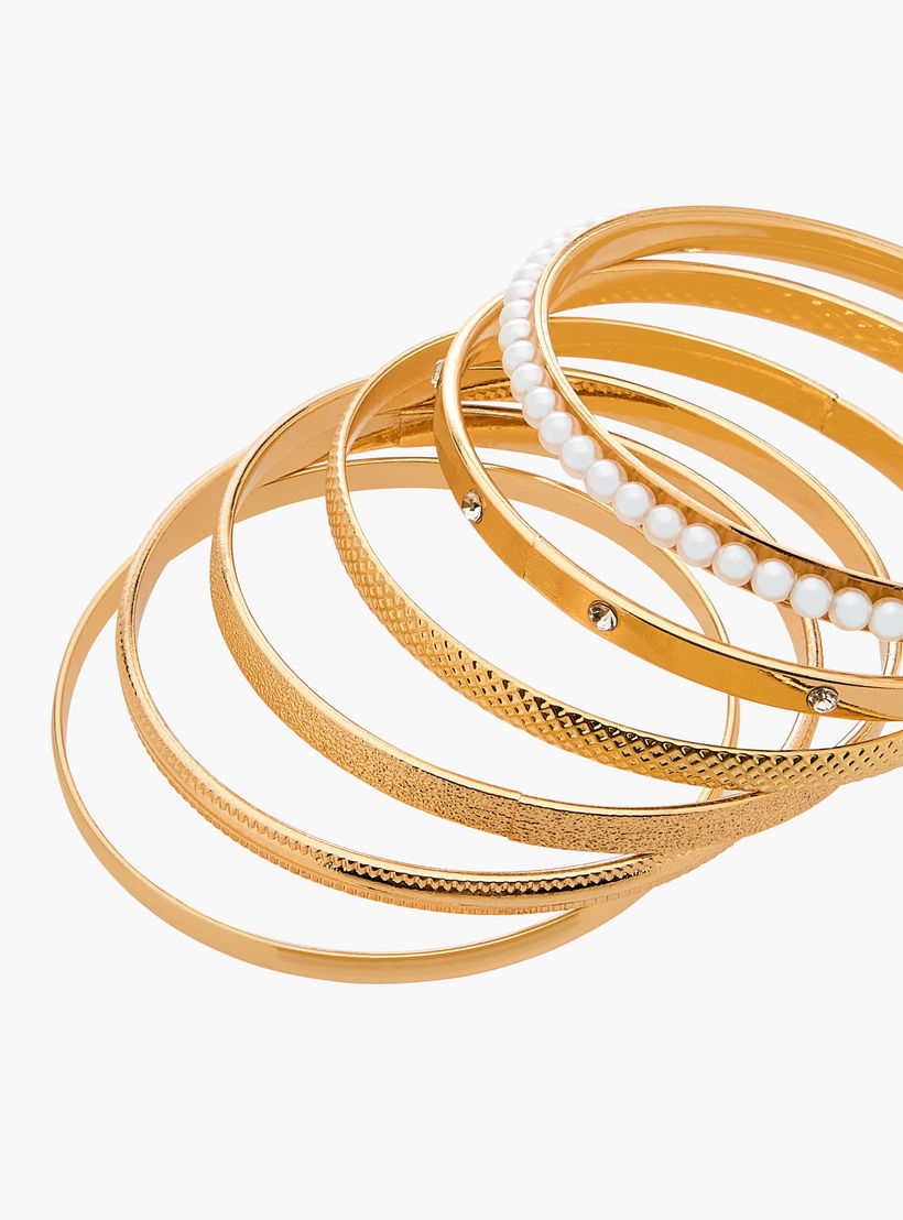 أساور ميتاليك بارزة الملمس من جلو - عبوة 6 قطع-women-watchesandjewellery-jewellery-banglesandbracelets-image-9
