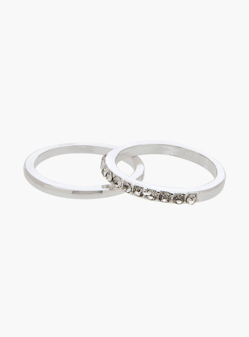 خواتم بلون فضي مزينة بتفاصيل لامعة من جلو - طقم من 6 قطع-women-watchesandjewellery-jewellery-rings-image-3