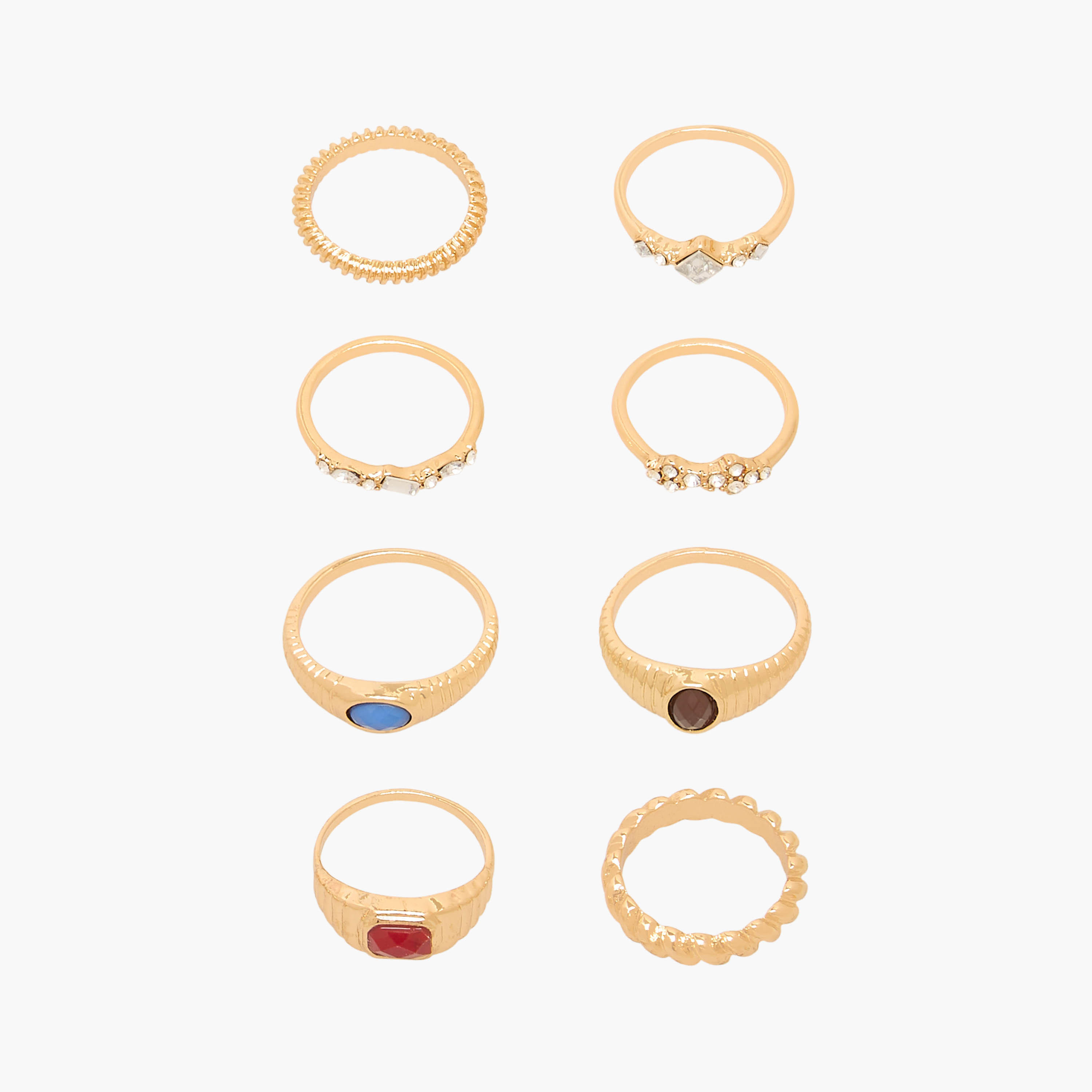 طقم خواتم جلو ذهبية بتصاميم عصرية متنوعة عدد 8-women-watchesandjewellery-jewellery-rings-image-1