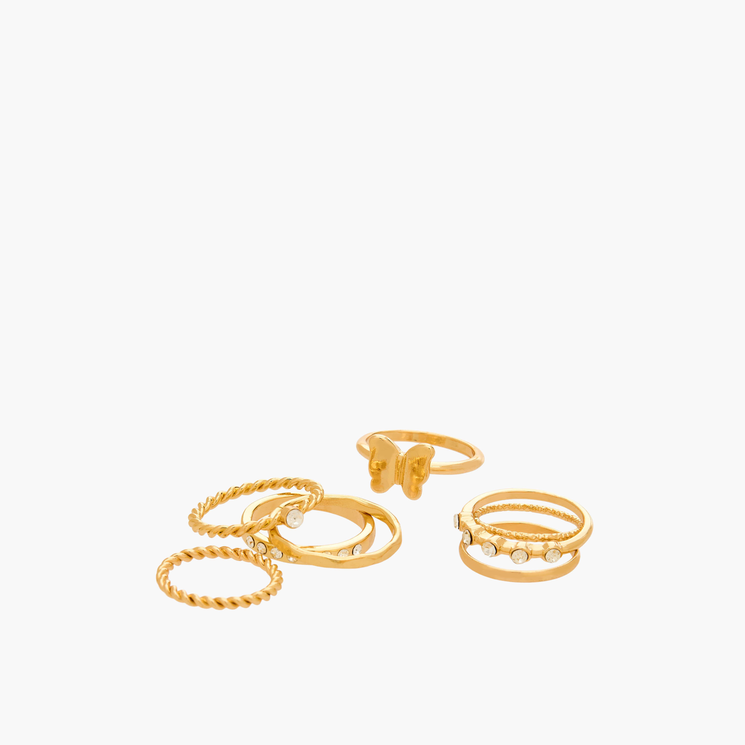 خواتم بلون ذهبي وتزيينات من جلو - طقم 8 قطع-women-watchesandjewellery-jewellery-rings-image-2