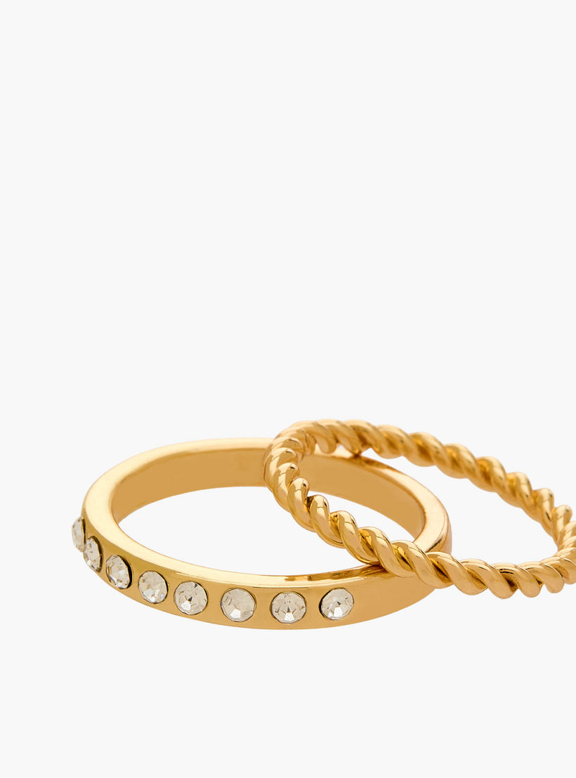 خواتم بلون ذهبي وتزيينات من جلو - طقم 8 قطع-women-watchesandjewellery-jewellery-rings-image-3