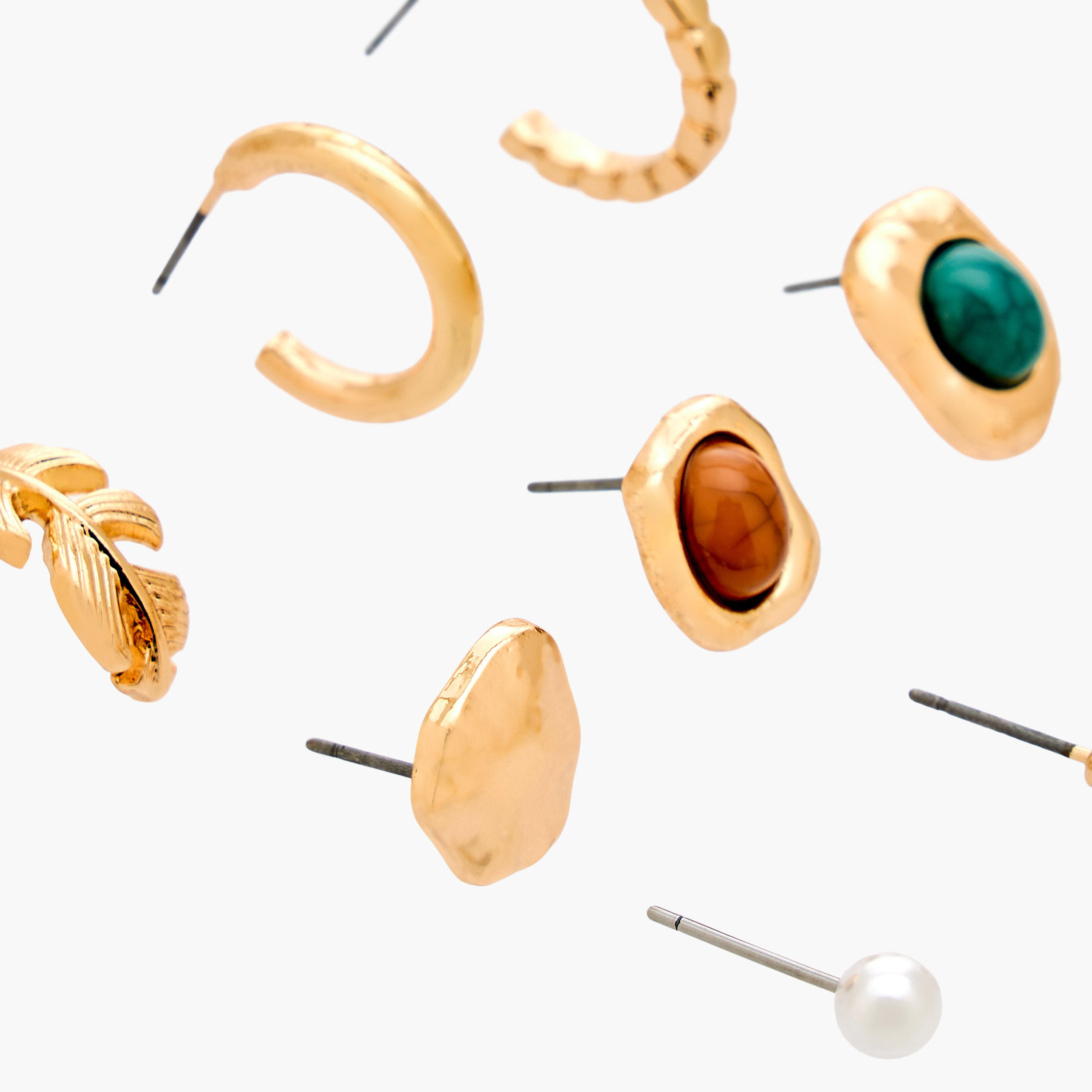 حلقان مطلية بالمينا بمكبس إغلاق خلفي من جلو - طقم من 9 قطع-women-watchesandjewellery-jewellery-earrings-image-3