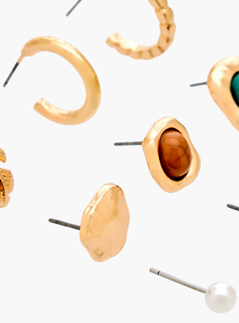 حلقان مطلية بالمينا بمكبس إغلاق خلفي من جلو - طقم من 9 قطع-women-watchesandjewellery-jewellery-earrings-image-3