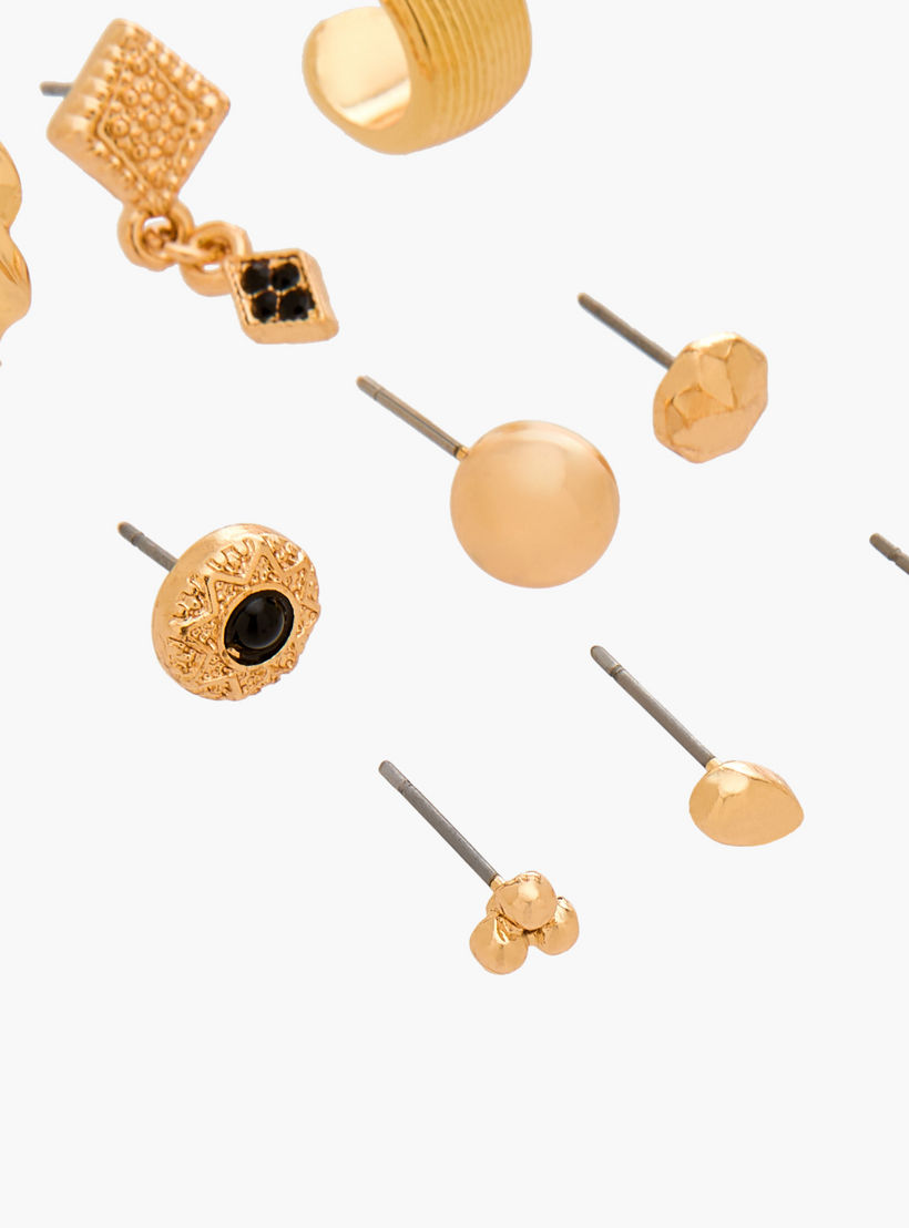 حلقان متنوعة بلون ذهبي بمكبس إغلاق من جلو - طقم 9 أزواج-women-watchesandjewellery-jewellery-earrings-image-3
