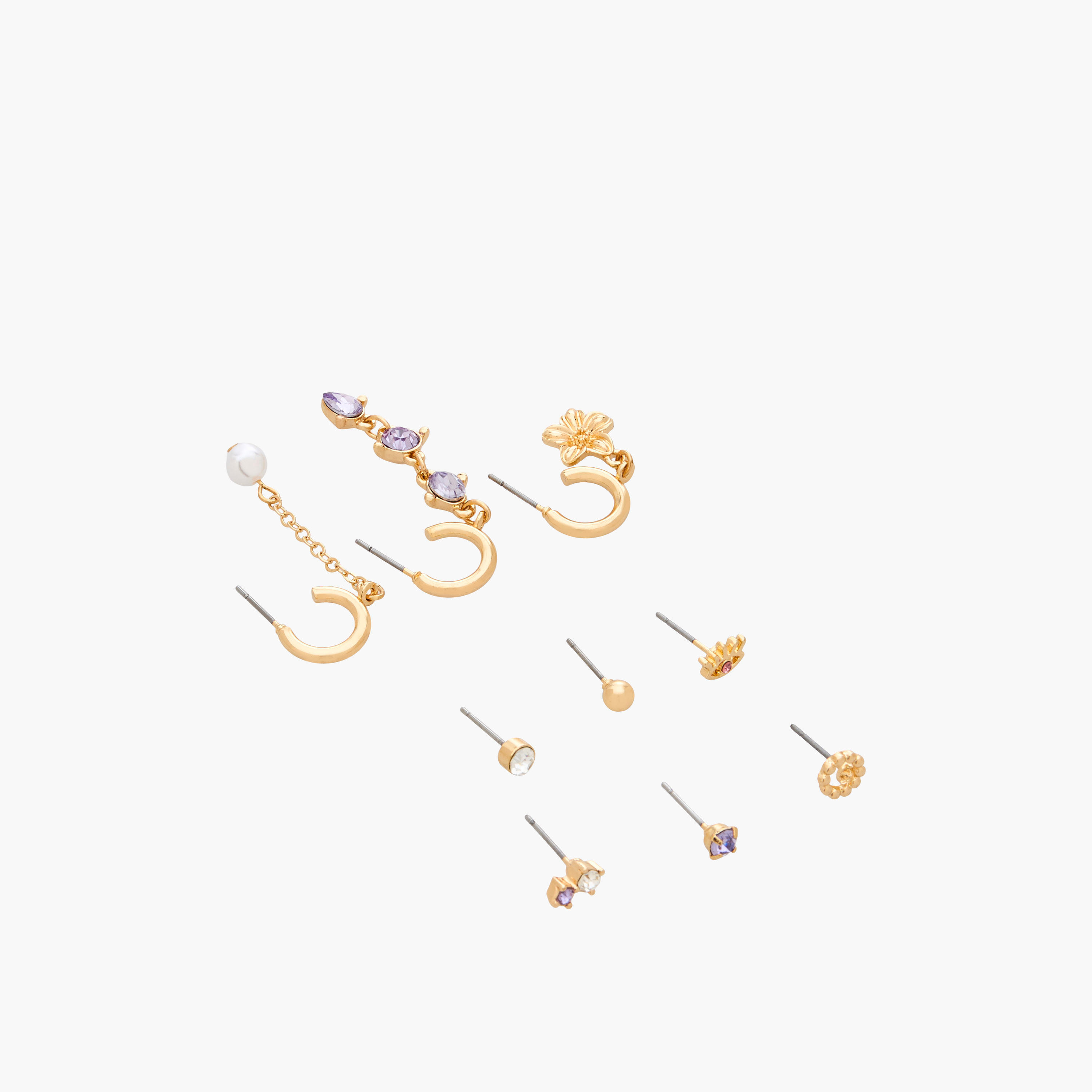 طقم من 9 - أقراط جلو الذهبية بتصاميم متنوعة وأنيقة-women-watchesandjewellery-jewellery-earrings-image-2