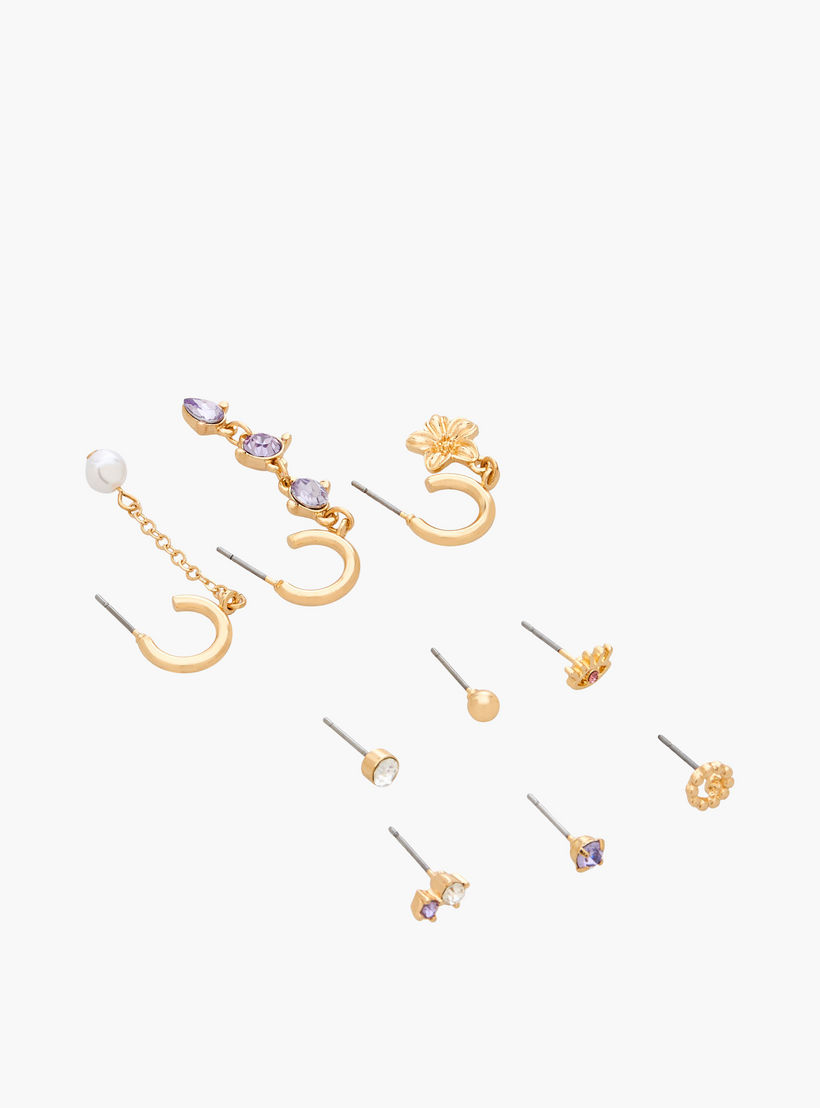 طقم من 9 - أقراط جلو الذهبية بتصاميم متنوعة وأنيقة-women-watchesandjewellery-jewellery-earrings-image-2