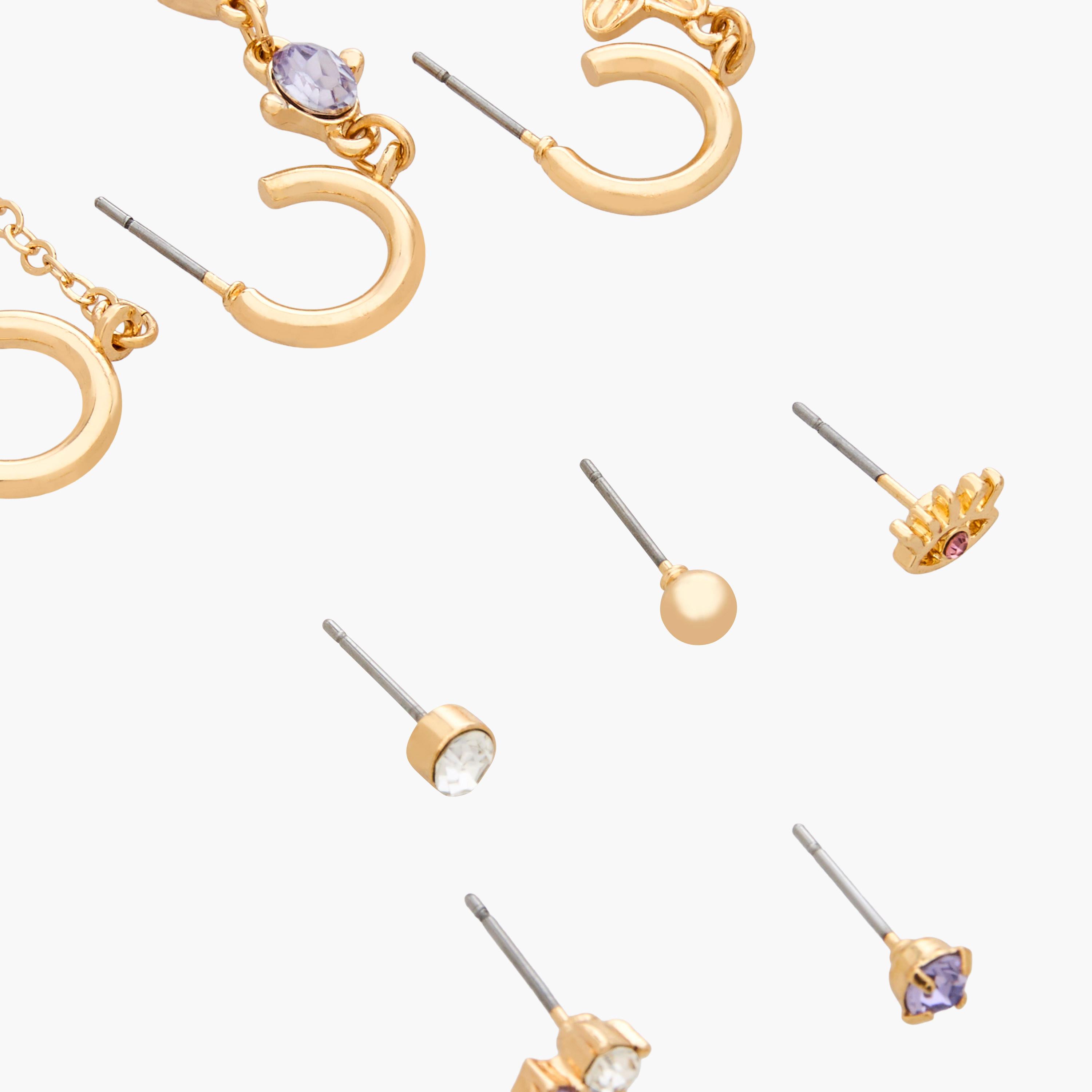 طقم من 9 - أقراط جلو الذهبية بتصاميم متنوعة وأنيقة-women-watchesandjewellery-jewellery-earrings-image-3