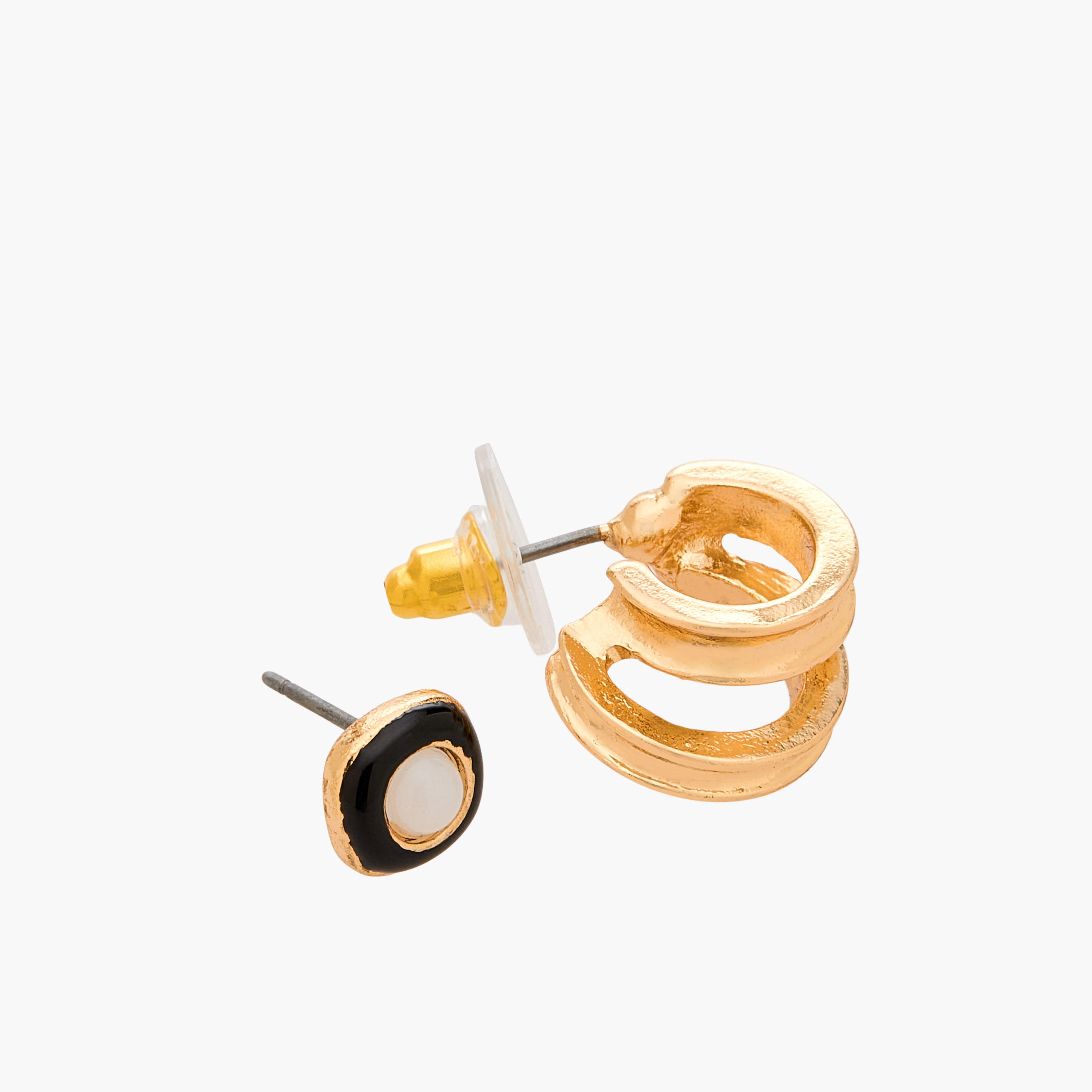 حلقان متنوعة بلون ذهبي بمكبس إغلاق من جلو - طقم 9 أزواج-women-watchesandjewellery-jewellery-earrings-image-4