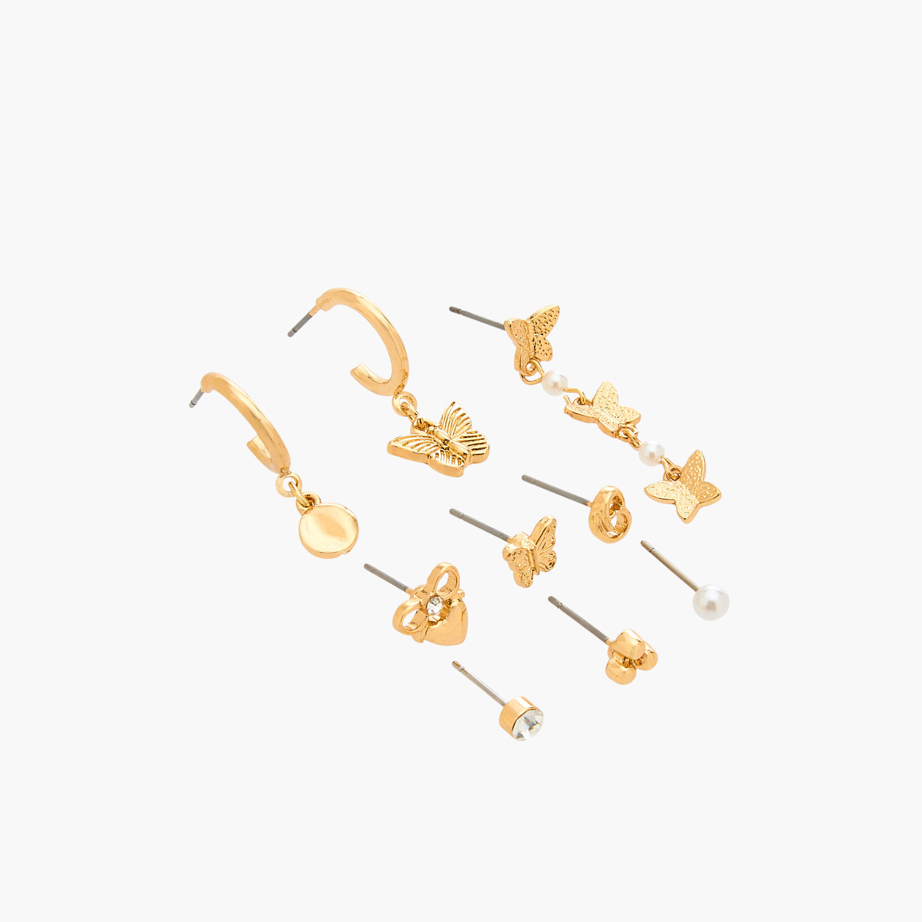 حلقان متنوعة بلون ذهبي بمكبس إغلاق من جلو - طقم 9 أزواج-women-watchesandjewellery-jewellery-earrings-image-2