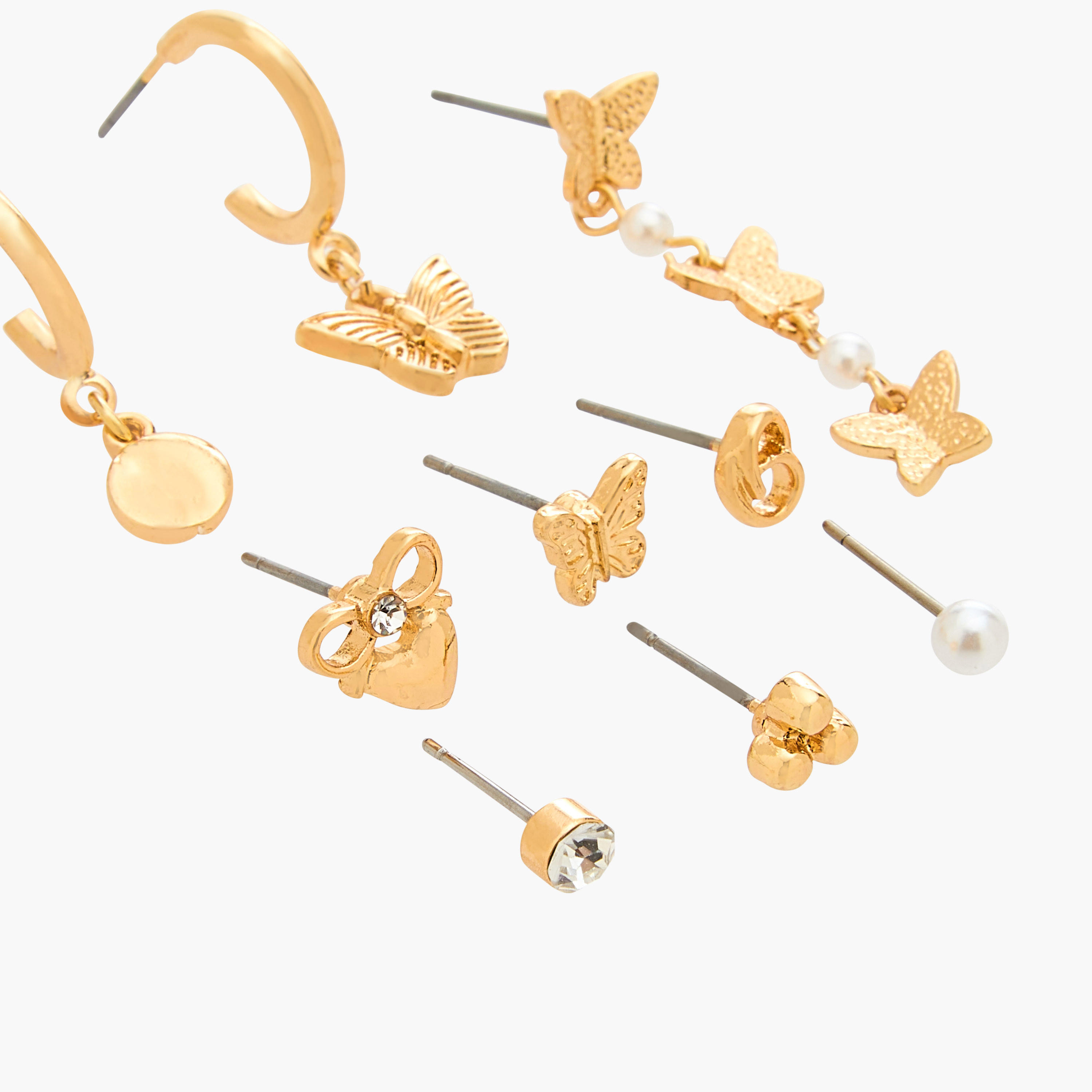 حلقان متنوعة بلون ذهبي بمكبس إغلاق من جلو - طقم 9 أزواج-women-watchesandjewellery-jewellery-earrings-image-3