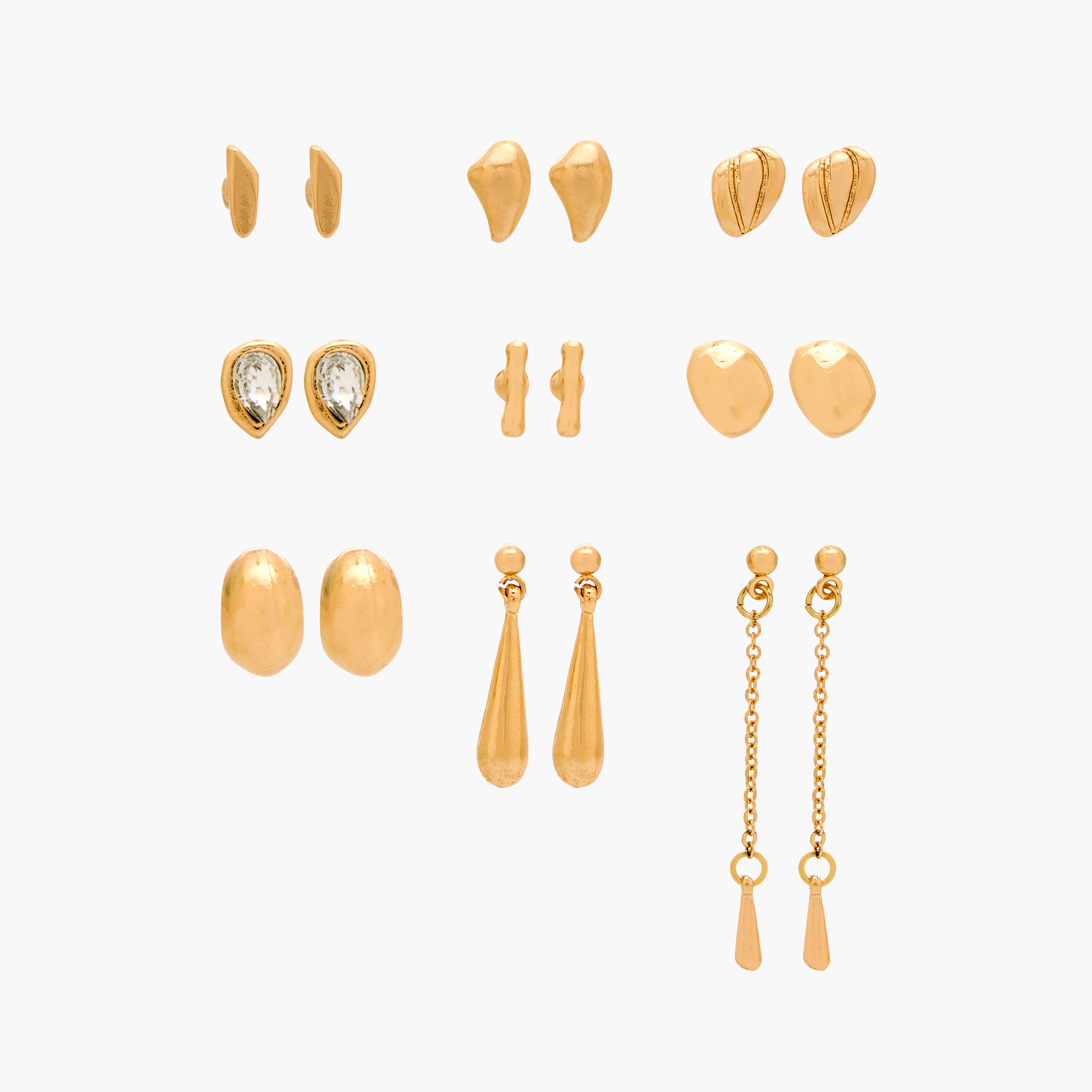 طقم حلقان ميتاليك بمكبس إغلاق خلفي 9 أزواج من جلو-women-watchesandjewellery-jewellery-earrings-image-1