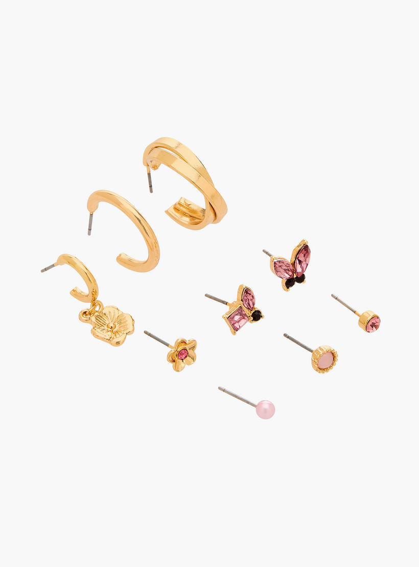 حلقان متنوعة بلون ذهبي ومكبس إغلاق خلفي من جلوو - طقم من 9-women-watchesandjewellery-jewellery-earrings-image-3