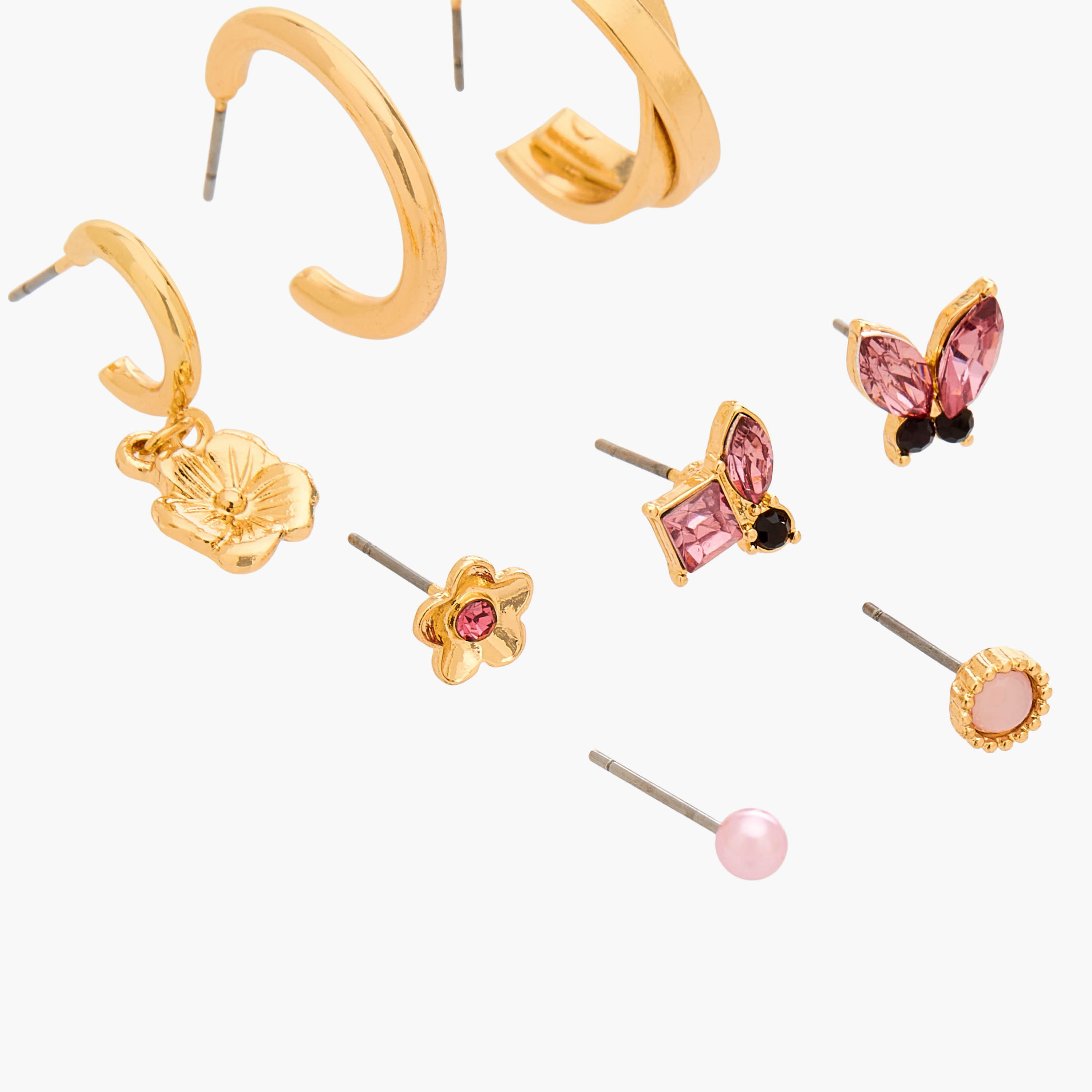 حلقان متنوعة بلون ذهبي ومكبس إغلاق خلفي من جلوو - طقم من 9-women-watchesandjewellery-jewellery-earrings-image-4