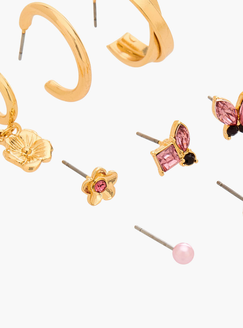حلقان متنوعة بلون ذهبي ومكبس إغلاق خلفي من جلوو - طقم من 9-women-watchesandjewellery-jewellery-earrings-image-4