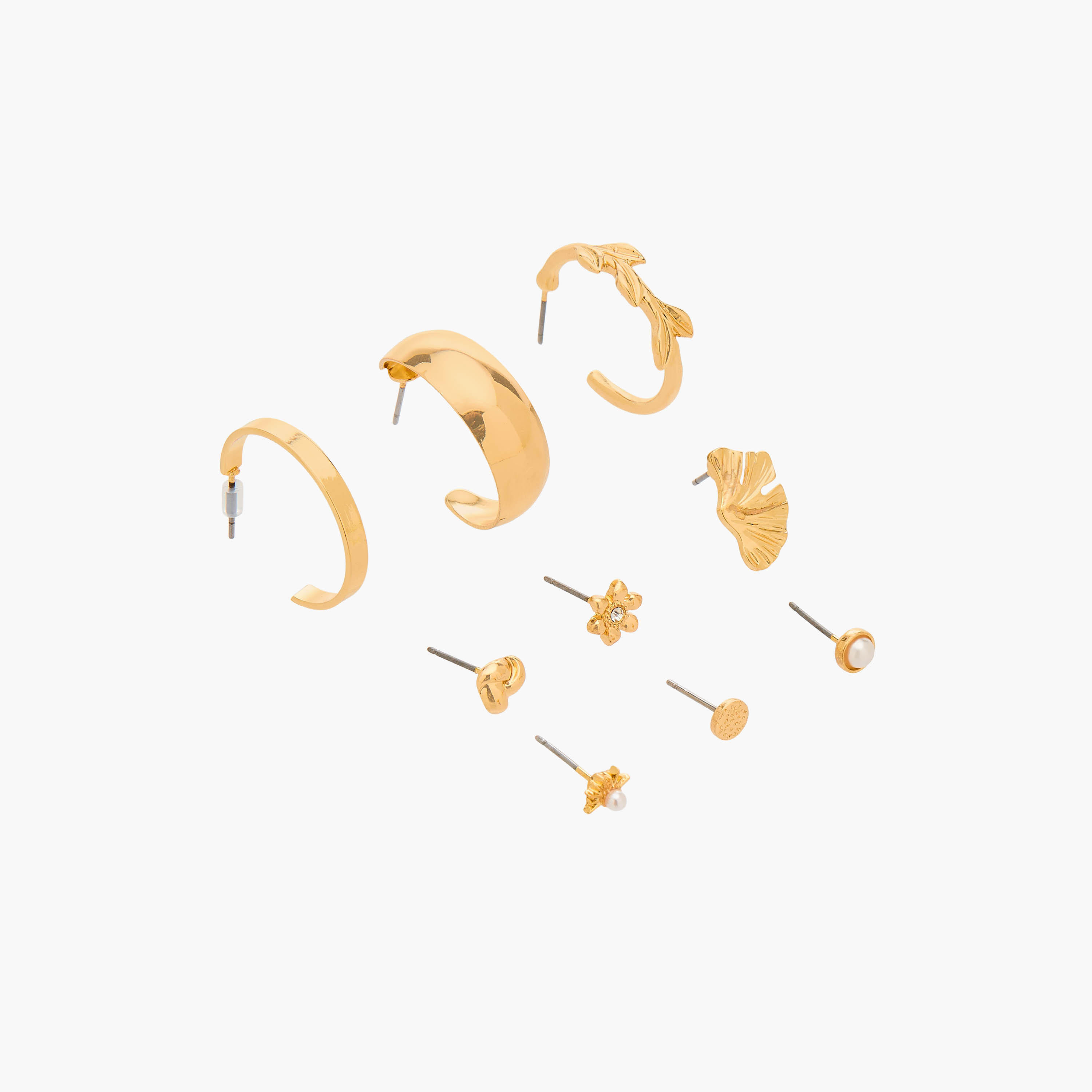 حلقان متنوعة بلون ذهبي ومشبك إغلاق خلفي من جلو - عبوة 9 أزواج-women-watchesandjewellery-jewellery-earrings-image-2