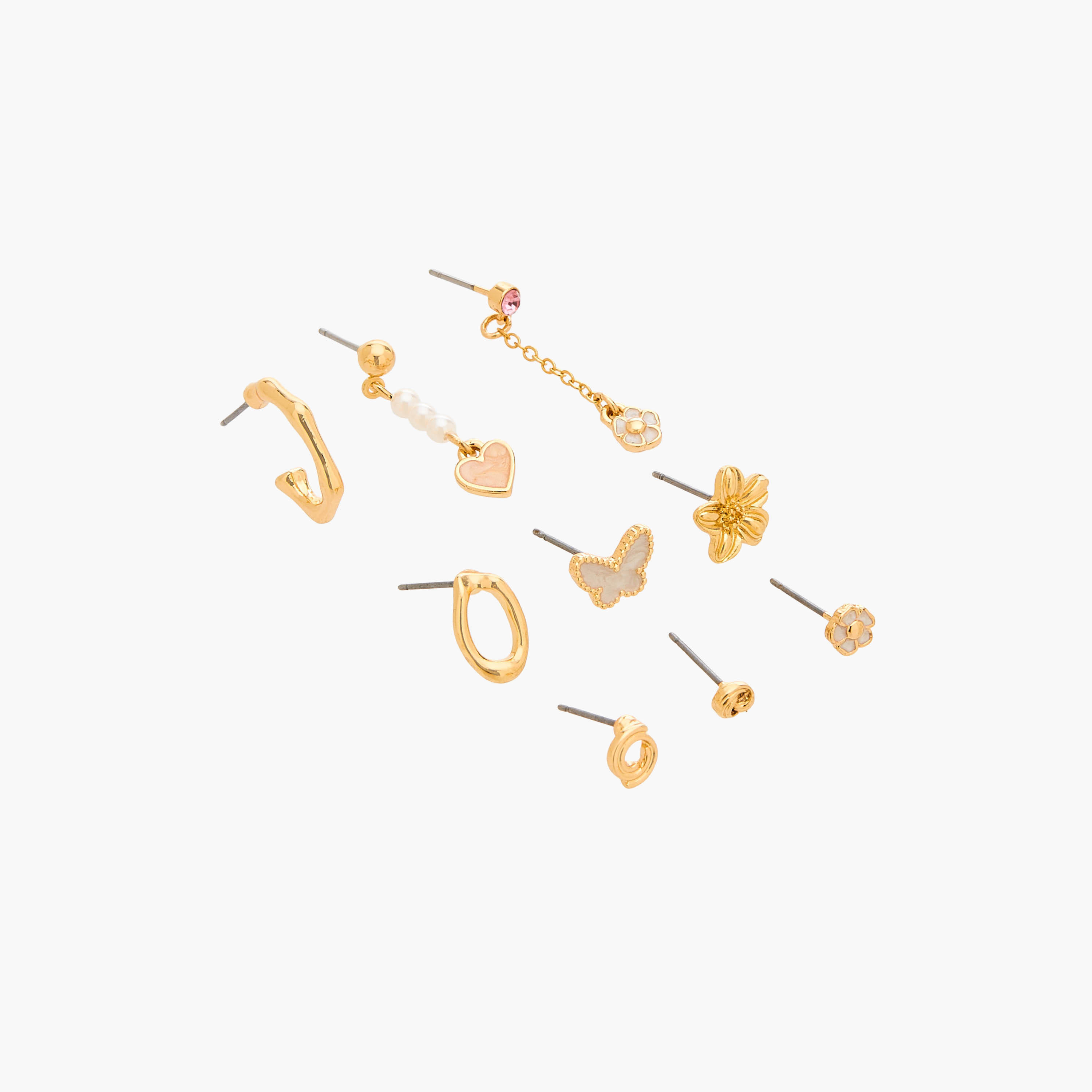 حلقان متنوعة بتشطيب ذهبي ومكبس إغلاق من جلو - عبوة 9 أزواج-women-watchesandjewellery-jewellery-earrings-image-2