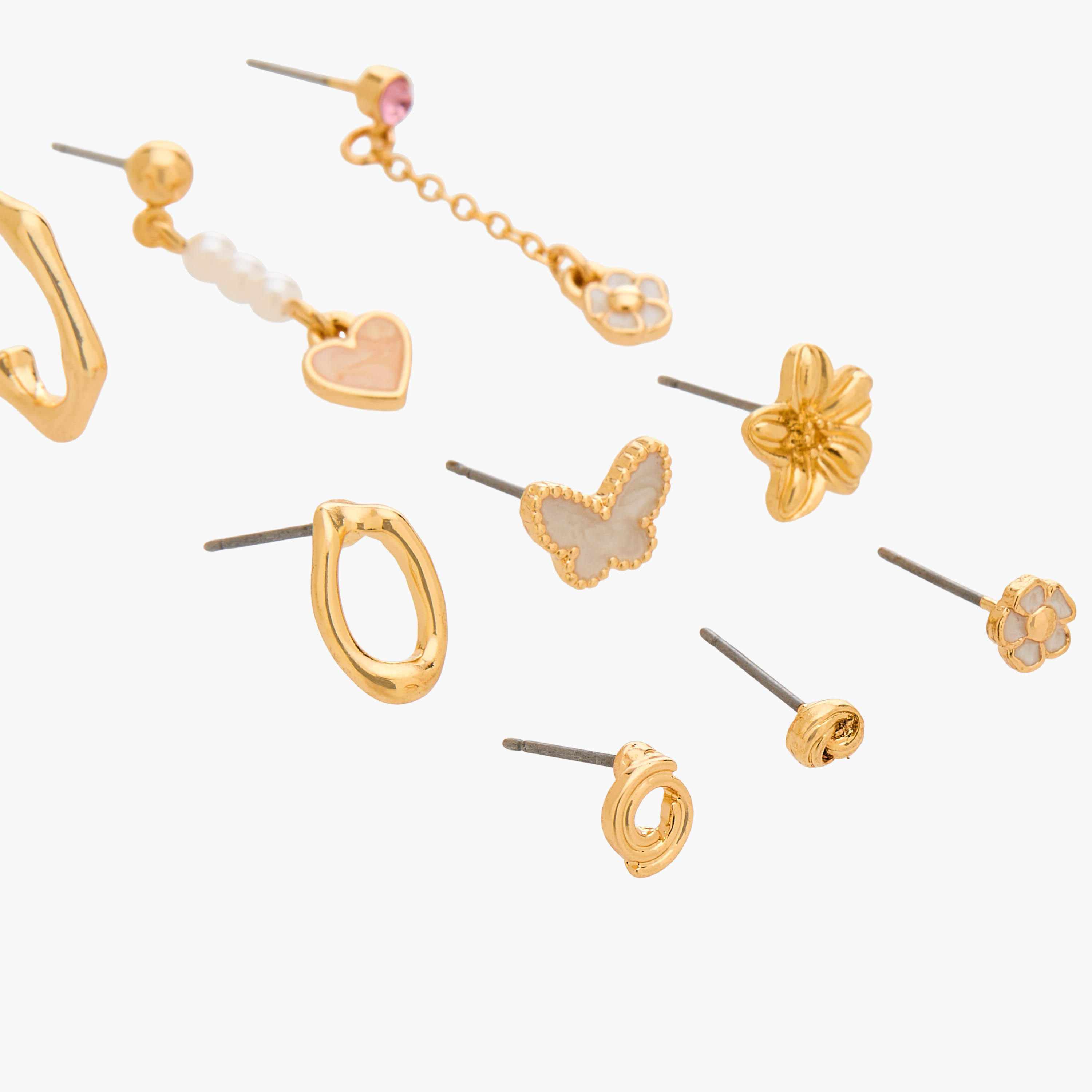 حلقان متنوعة بتشطيب ذهبي ومكبس إغلاق من جلو - عبوة 9 أزواج-women-watchesandjewellery-jewellery-earrings-image-3