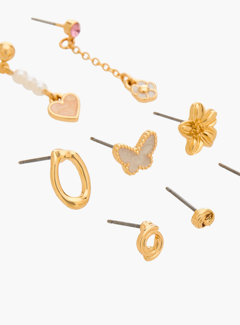 حلقان متنوعة بتشطيب ذهبي ومكبس إغلاق من جلو - عبوة 9 أزواج-women-watchesandjewellery-jewellery-earrings-image-3