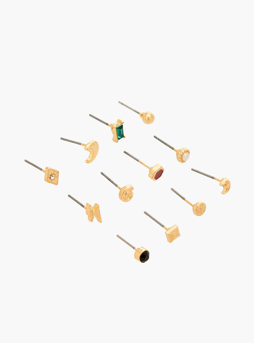 حلقان متنوعة بلون ذهبي ومكبس إغلاق من جلو - عبوة 12-women-watchesandjewellery-jewellery-earrings-image-2