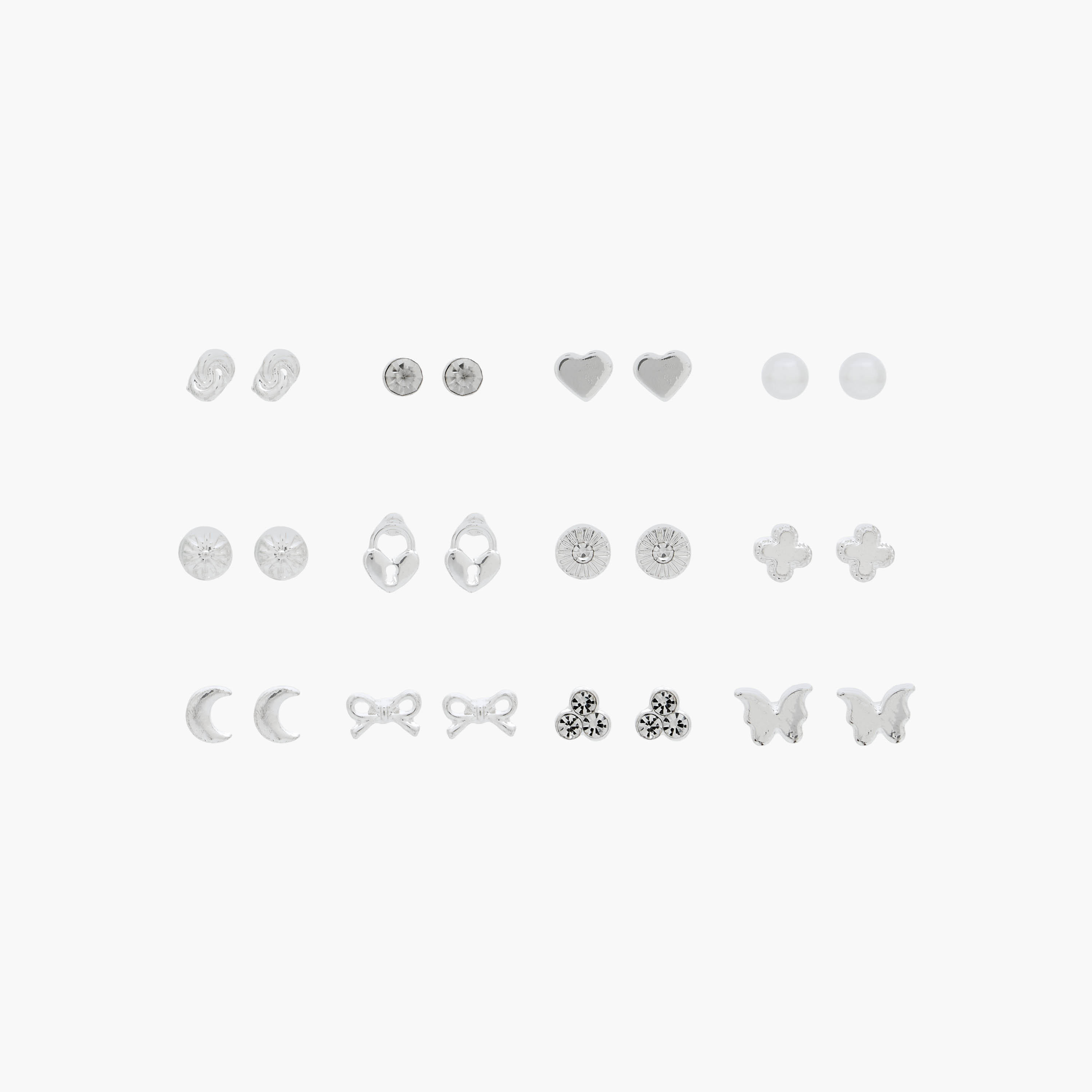 حلقان ستود معدنية بمكبس إغلاق من جلو - طقم 12 زوج-women-watchesandjewellery-jewellery-earrings-image-1