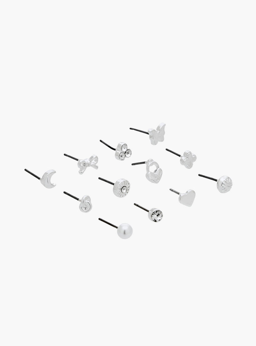حلقان ستود معدنية بمكبس إغلاق من جلو - طقم 12 زوج-women-watchesandjewellery-jewellery-earrings-image-2