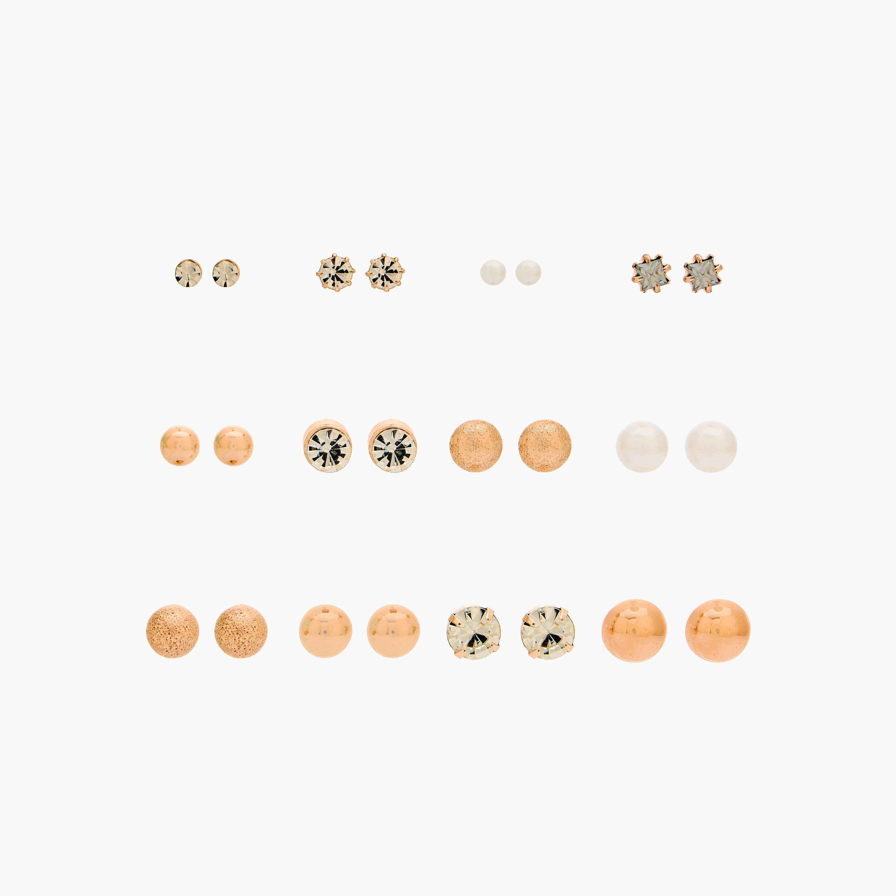 حلقان مرصعة ميتالك بمكبس إغلاق خلفي من جلوو - طقم من 12-women-watchesandjewellery-jewellery-earrings-image-1