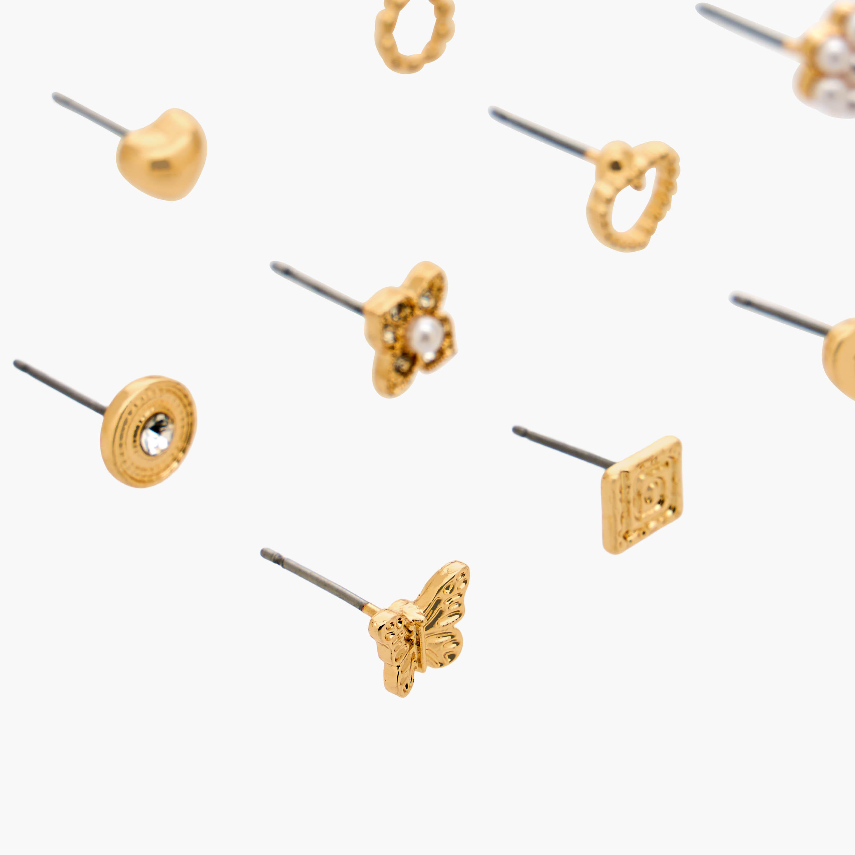 Gloo Pack of 12 Metallic Stud Earrings with Pushback Closure-women-watchesandjewellery-jewellery-earrings-image-3