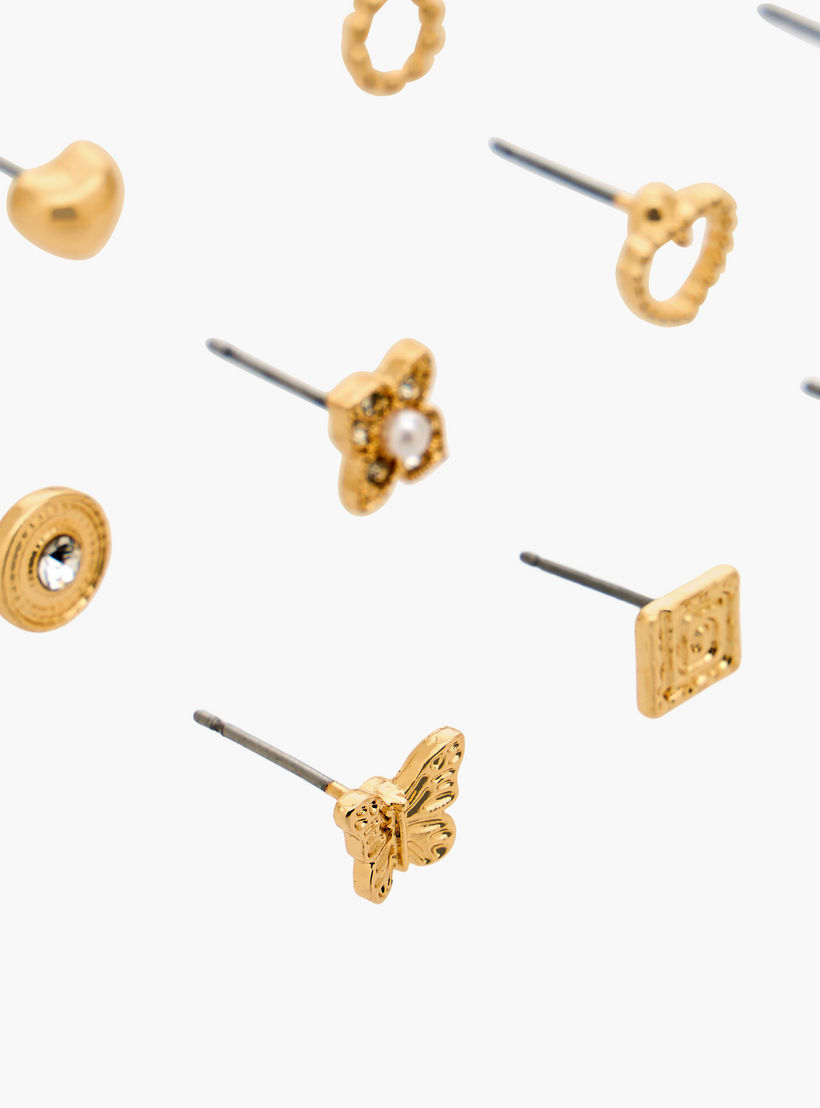 Gloo Pack of 12 Metallic Stud Earrings with Pushback Closure-women-watchesandjewellery-jewellery-earrings-image-3