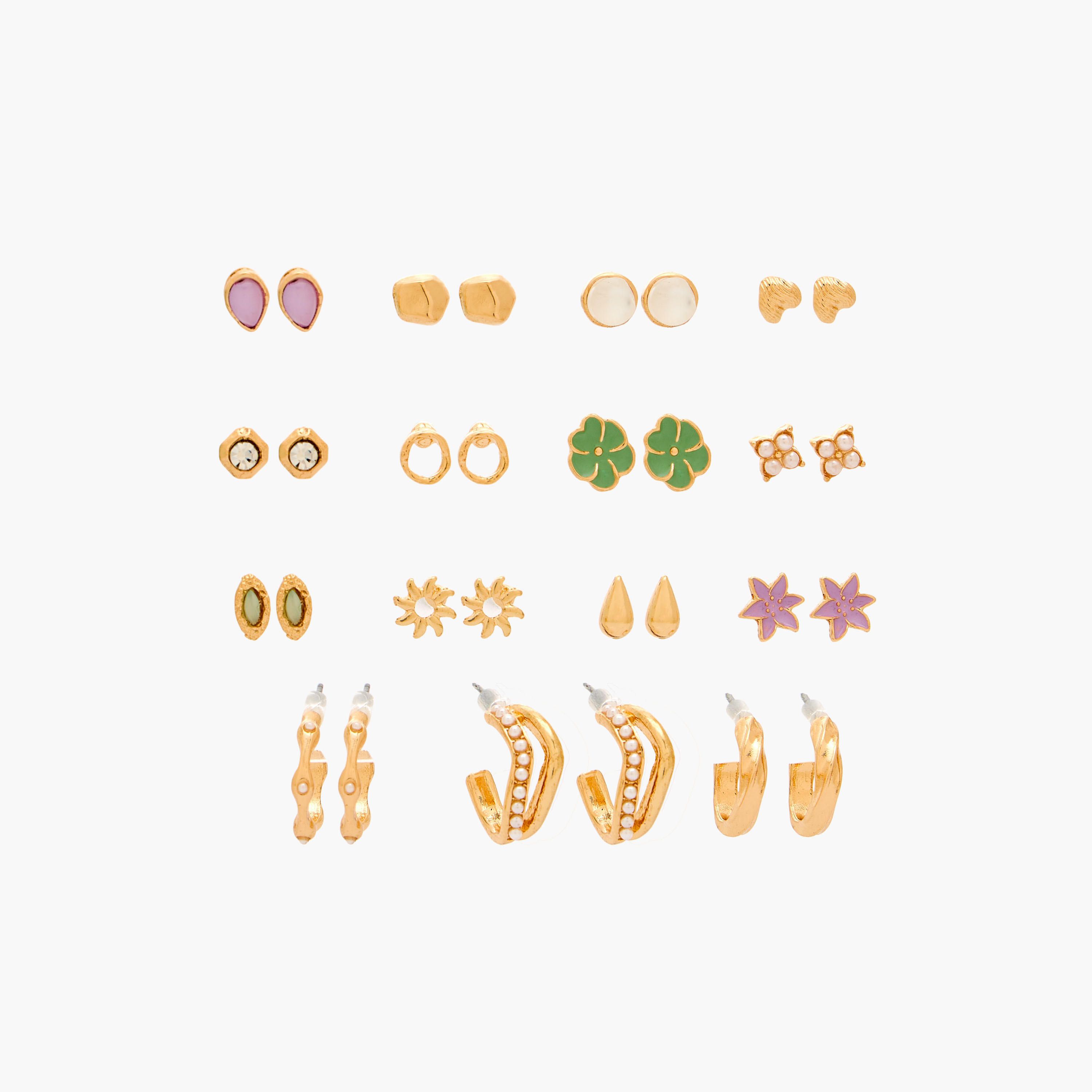 طقم حلقان ميتاليك بمكبس إغلاق خلفي 15 زوج من جلو-women-watchesandjewellery-jewellery-earrings-image-1