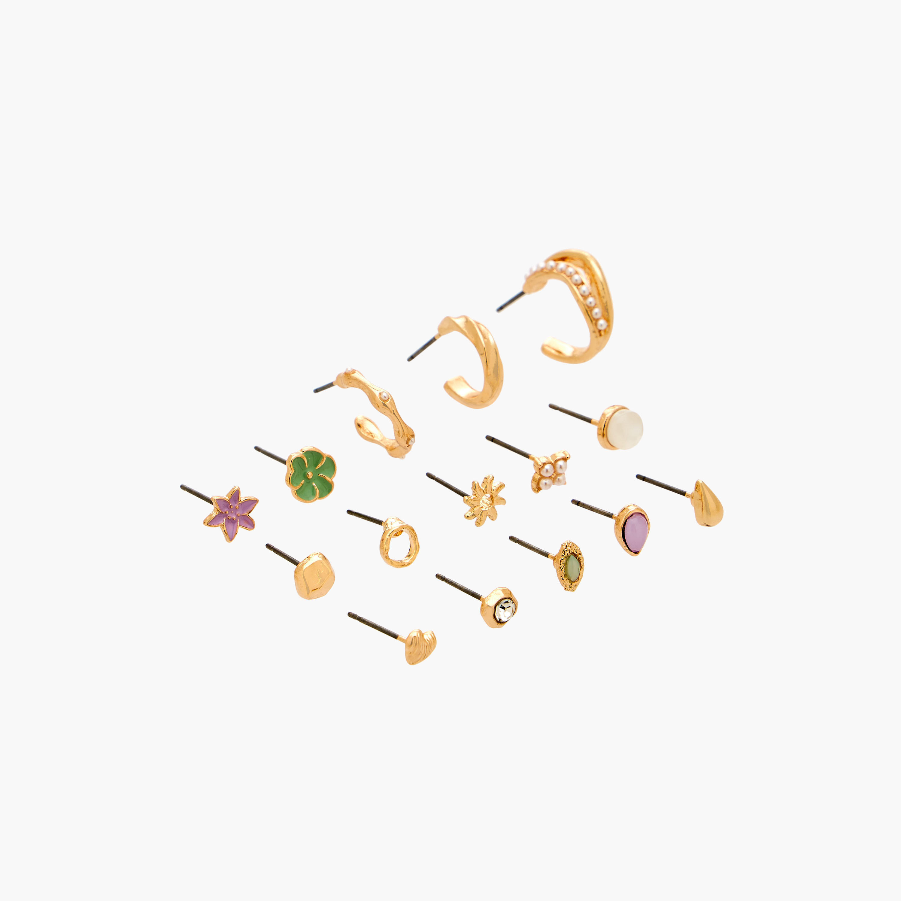 طقم حلقان ميتاليك بمكبس إغلاق خلفي 15 زوج من جلو-women-watchesandjewellery-jewellery-earrings-image-2