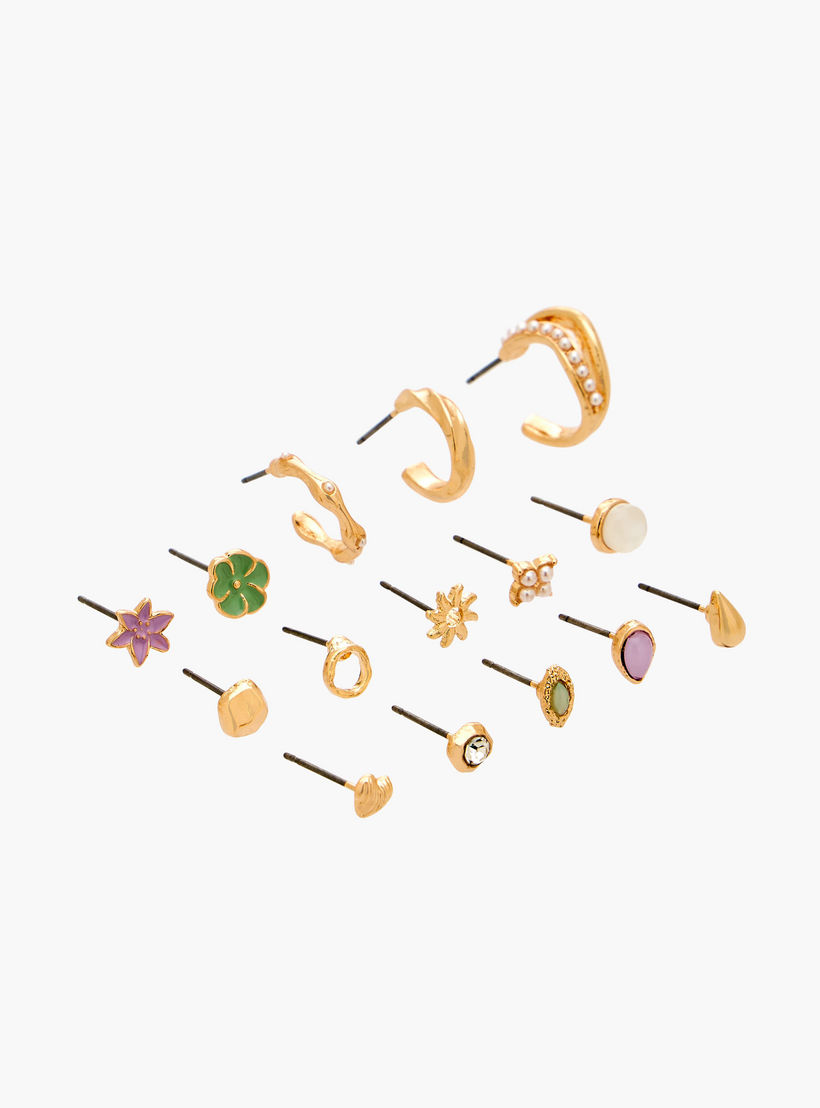 طقم حلقان ميتاليك بمكبس إغلاق خلفي 15 زوج من جلو-women-watchesandjewellery-jewellery-earrings-image-2
