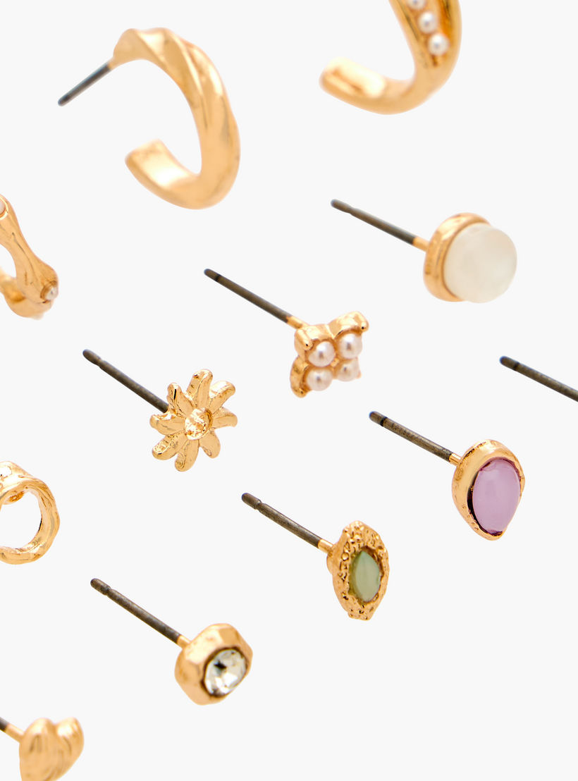 طقم حلقان ميتاليك بمكبس إغلاق خلفي 15 زوج من جلو-women-watchesandjewellery-jewellery-earrings-image-3