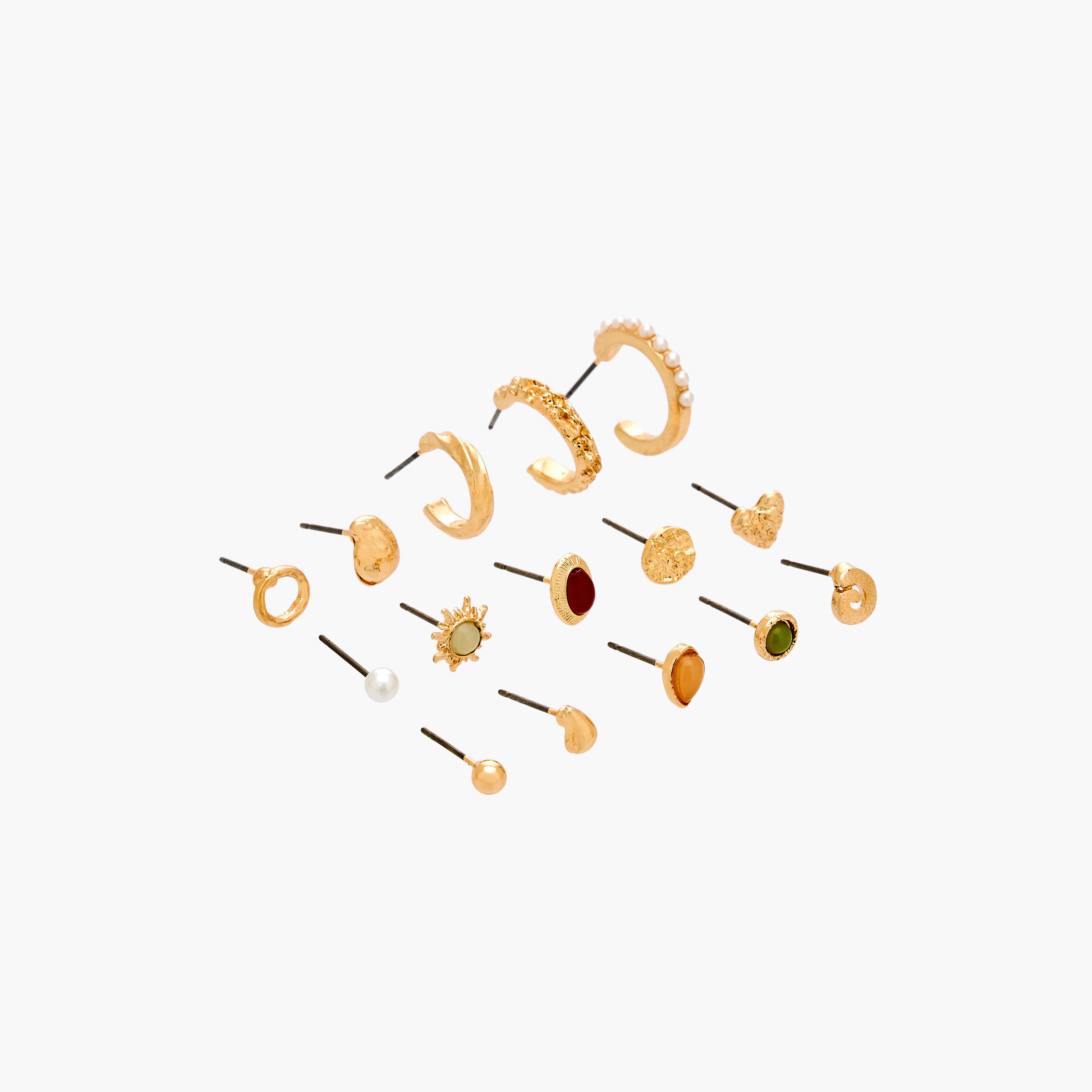 حلقان بطبقة راتنجية مع إغلاق كبس من جلو - طقم 15 زوج-women-watchesandjewellery-jewellery-earrings-image-2