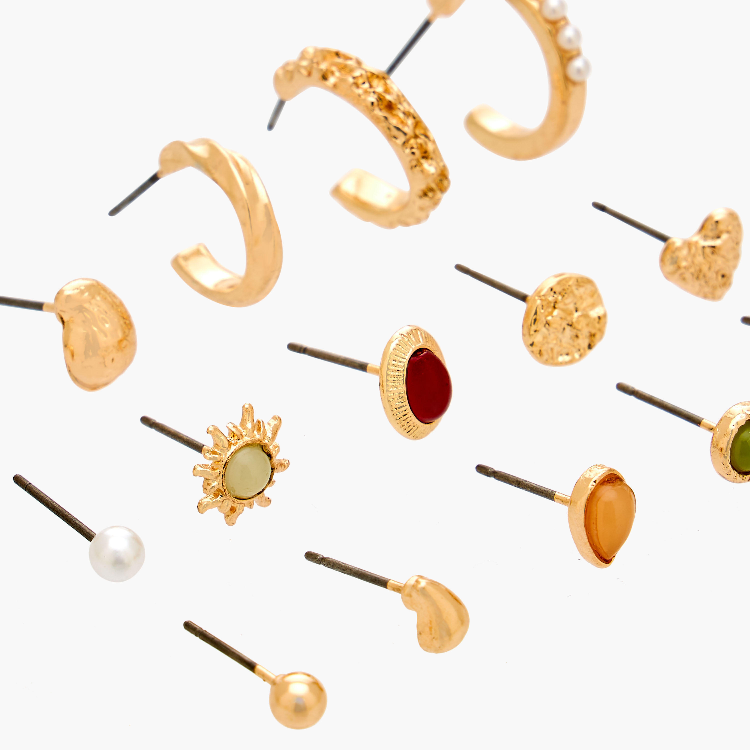حلقان بطبقة راتنجية مع إغلاق كبس من جلو - طقم 15 زوج-women-watchesandjewellery-jewellery-earrings-image-3