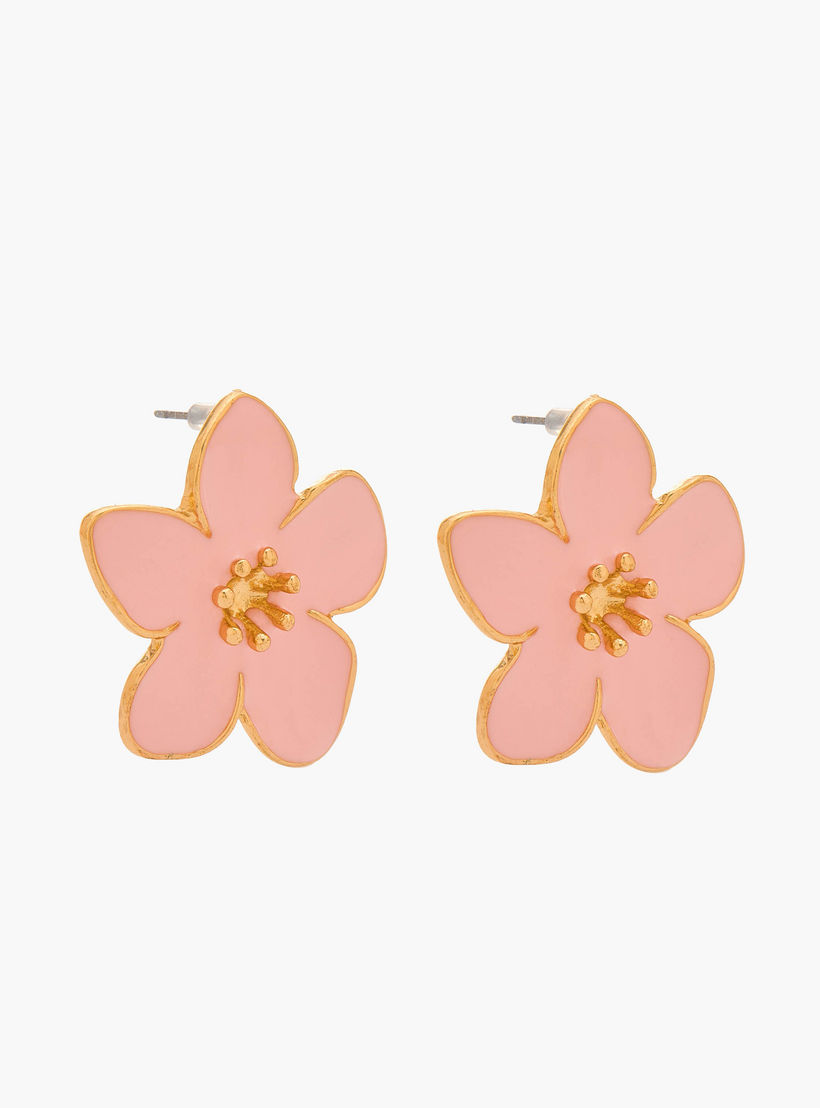 حلقان مرصعة بتصميم زهور وتشطيب ذهبي ومكبس إغلاق من جلو-women-watchesandjewellery-jewellery-earrings-image-2