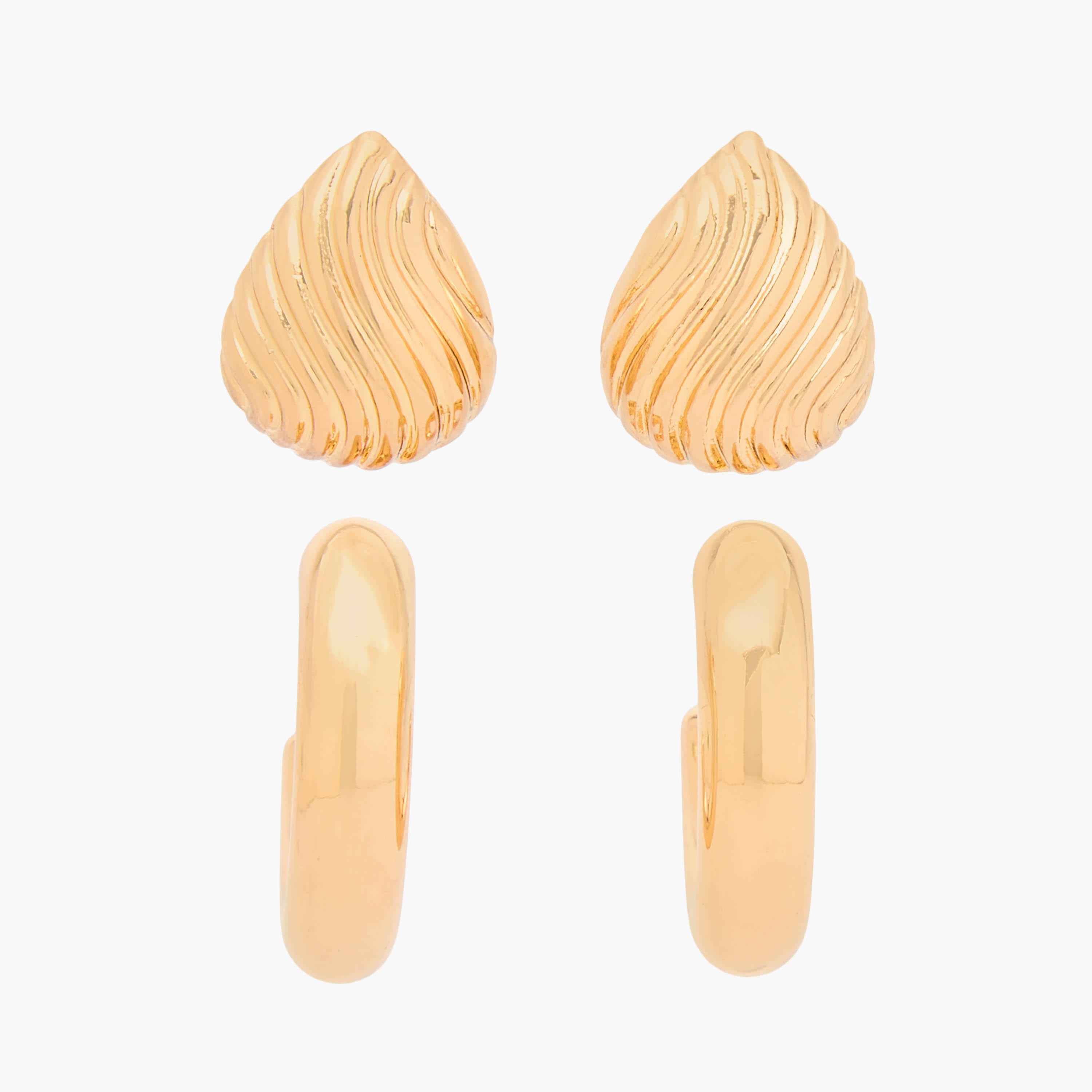 طقم حلقان متنوع بلون ذهبي ومكبس إغلاق خلفي زوجين من جلو-women-watchesandjewellery-jewellery-earrings-image-1