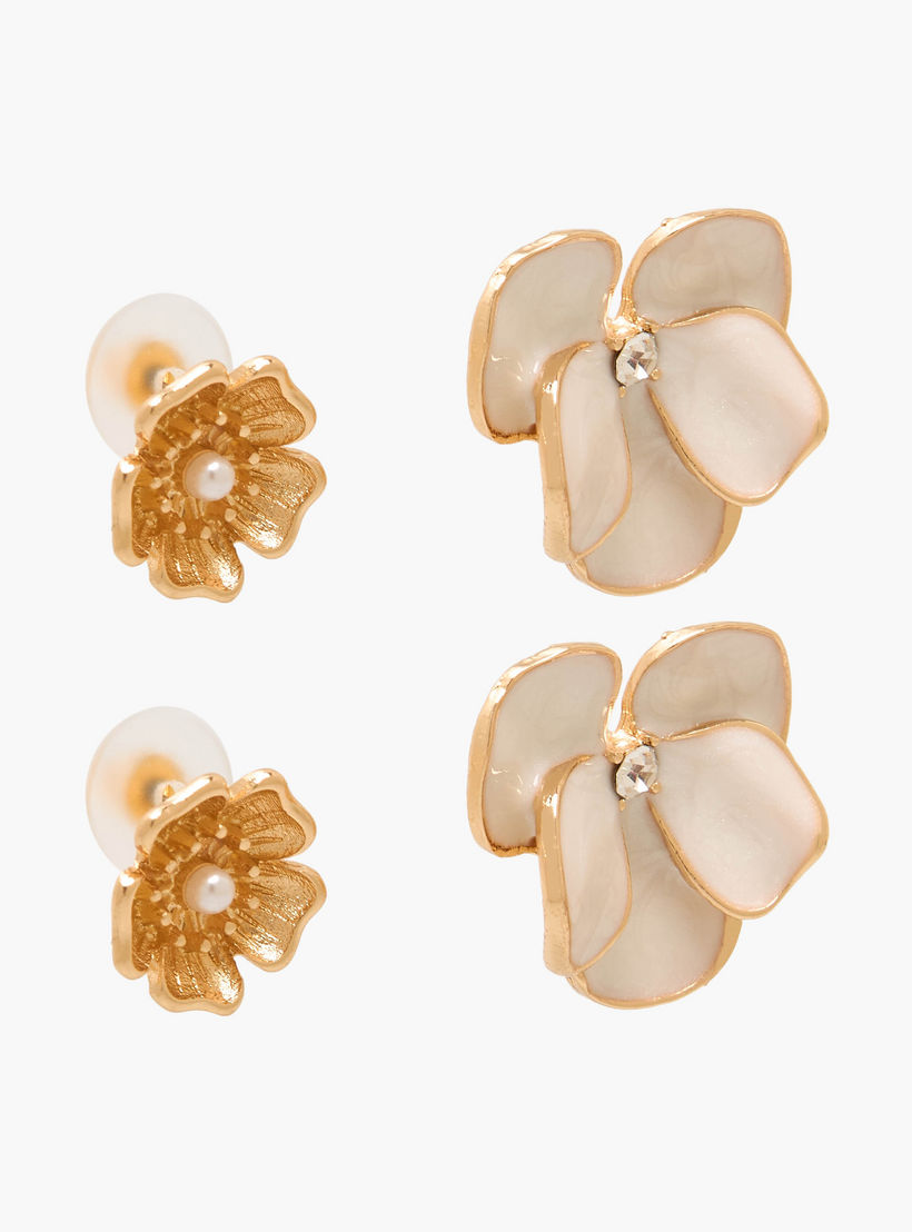 طقم حلقان بتصميم زهرة ومكبس إغلاق خلفي زوجين من جلو-women-watchesandjewellery-jewellery-earrings-image-2
