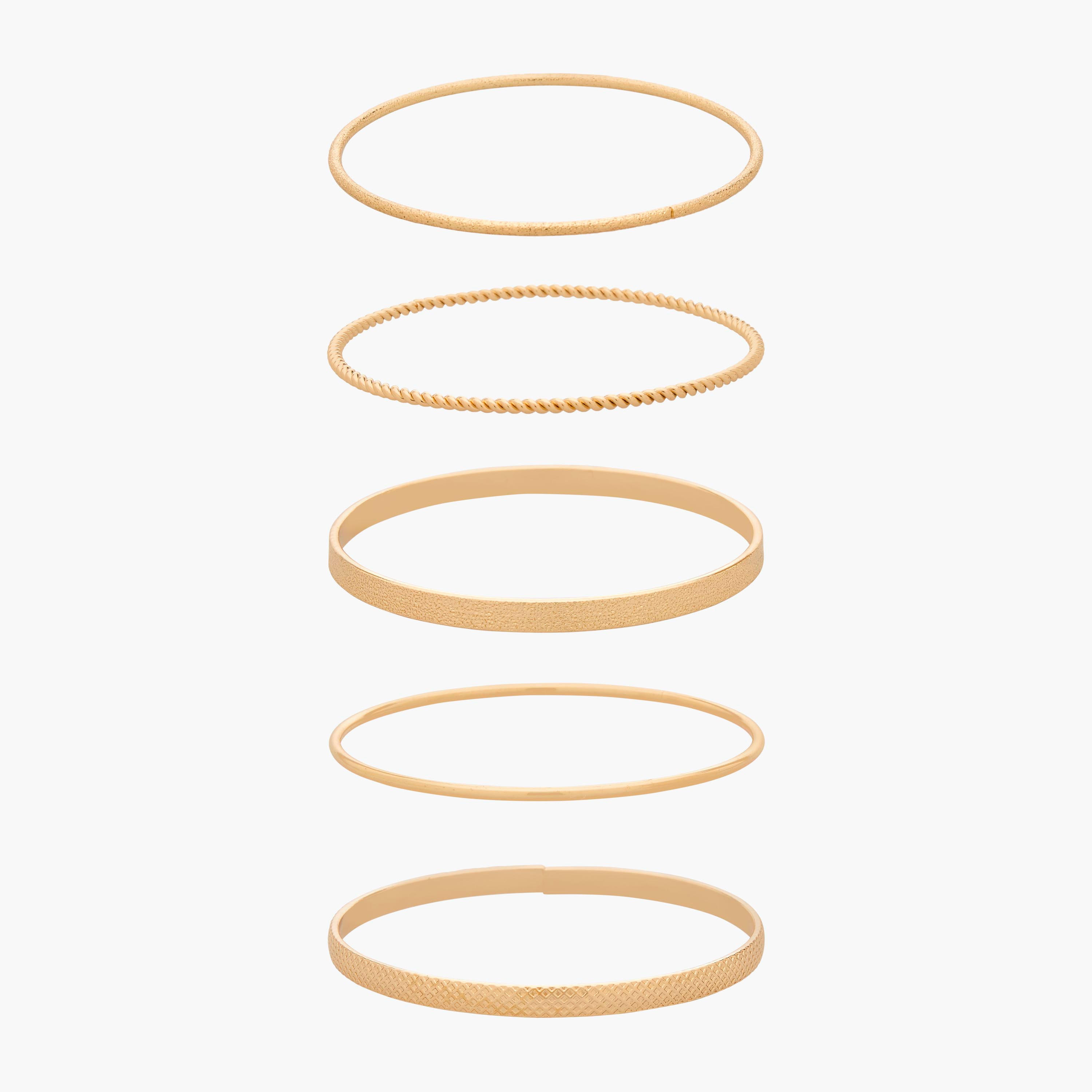 أساور بنقشة بارزة بلون ذهبي من جلو - طقم من 5 أساور-women-watchesandjewellery-jewellery-banglesandbracelets-image-1