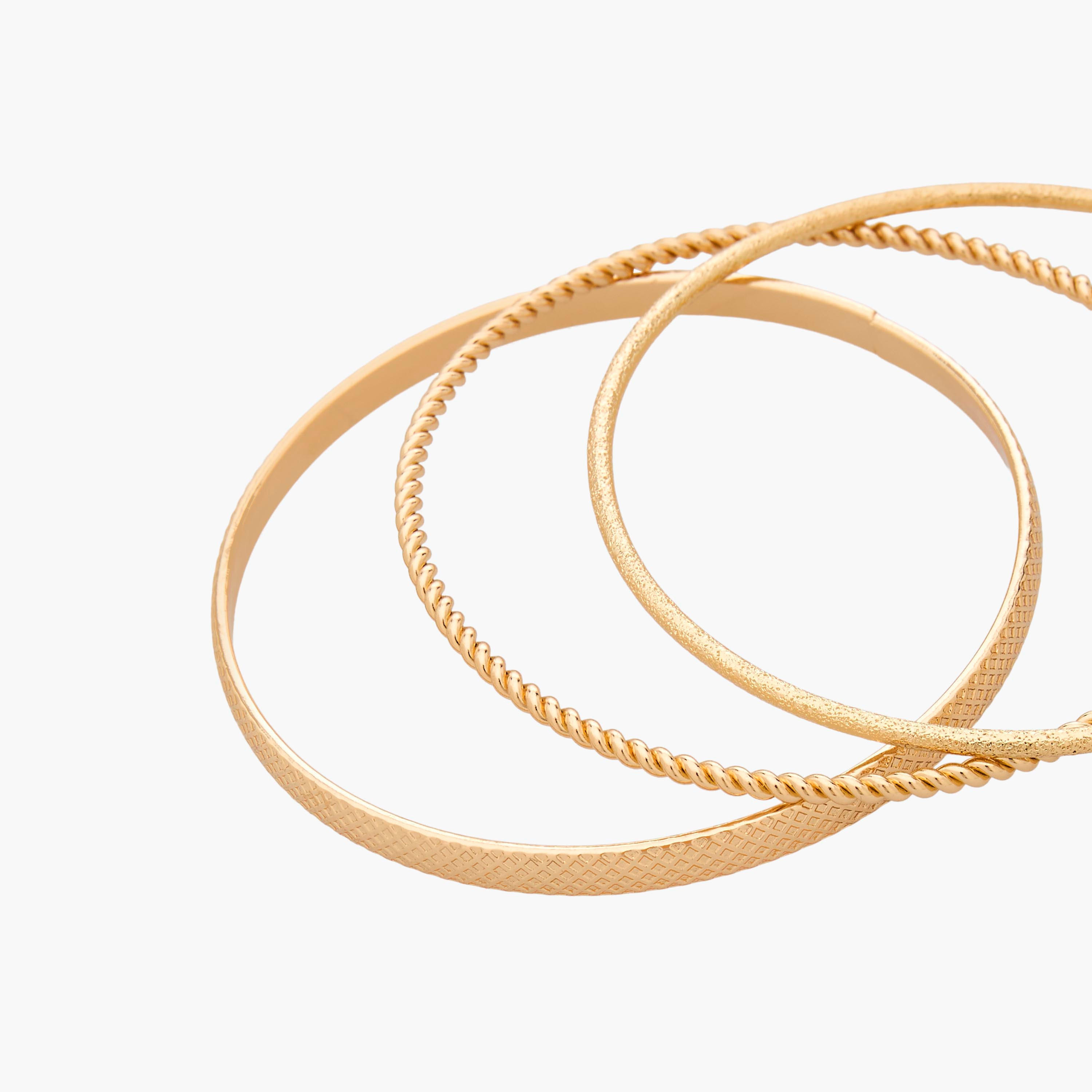 أساور بنقشة بارزة بلون ذهبي من جلو - طقم من 5 أساور-women-watchesandjewellery-jewellery-banglesandbracelets-image-13