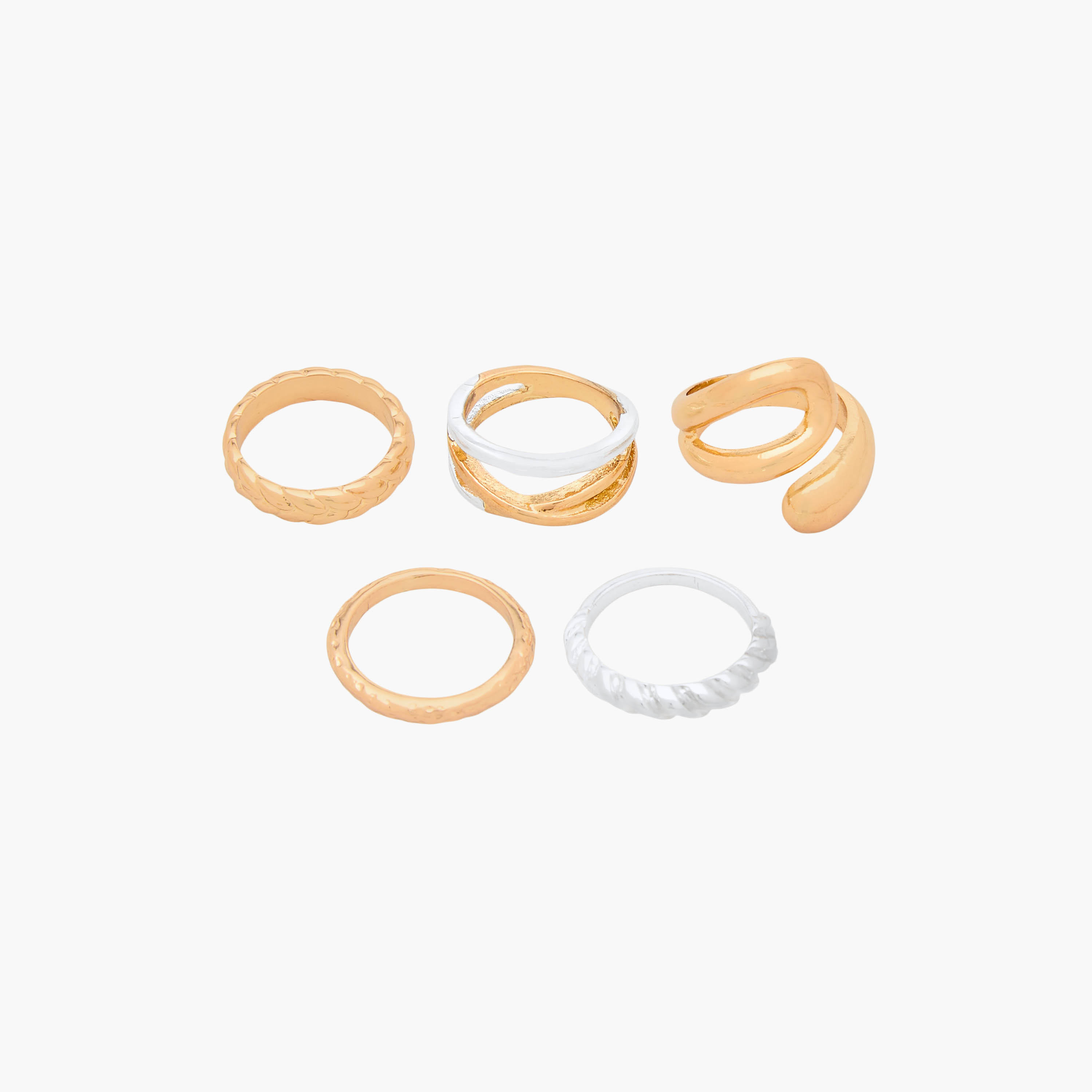 طقم خواتم جلو معدنية بتصميم عصري جذاب عدد 5-women-watchesandjewellery-jewellery-rings-image-1